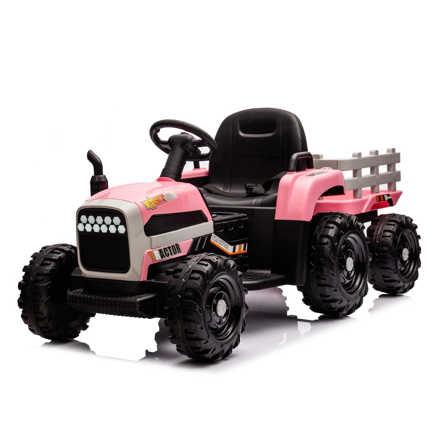 24V Kids Ride on Toys Cars with Parental Remote, 3 Speed Toddler Ride on Tractor with Trailer, Kids' Electric Vehicle Car with MP3, Bluetooth, Battery Powered Riding Toys for Boys Aged 3-6