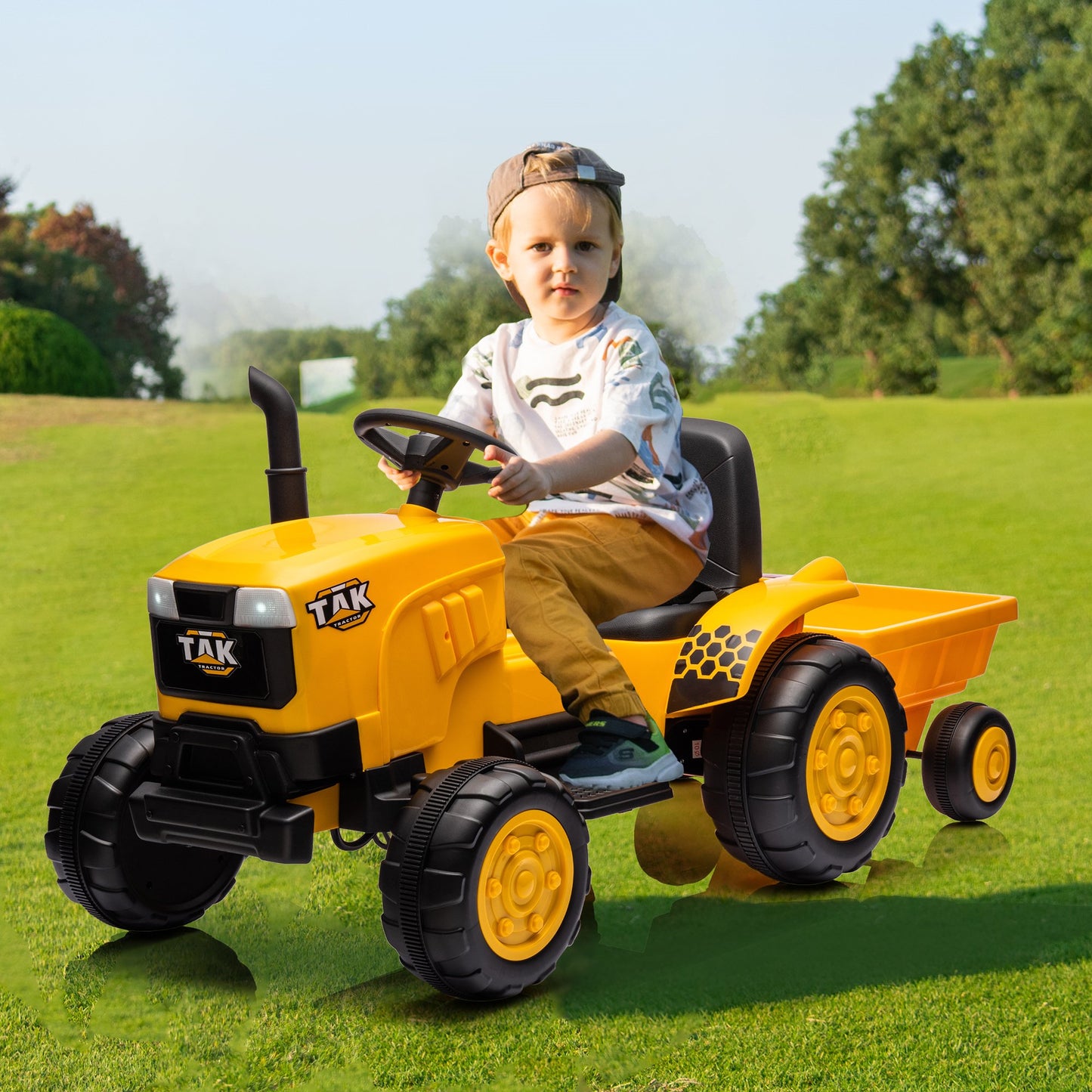 12V Kids Ride on Toys Cars with Parental Remote, Toddler Ride on Tractor Electric Excavator with Front Loader, Digging Handle, 3 Speed Kids' Electric Vehicle Car with Seat Belts for Aged 3-8