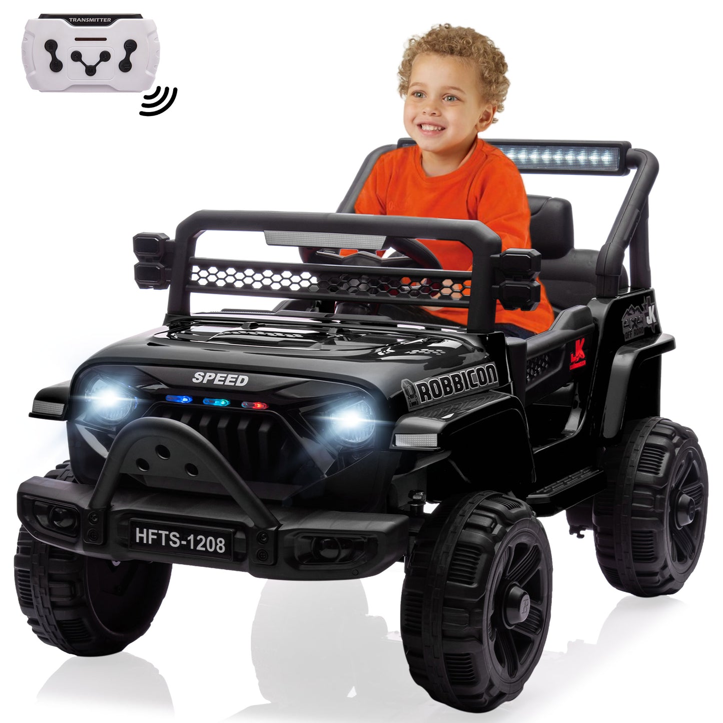 12V Kids Ride on Toys Cars with Parents Control, Toddler Electric Ride on Truck Car with Early Education Function, Riding Toy with 4 Wheel Suspension, MP3, USB, Electric Vehicle for Aged 3+
