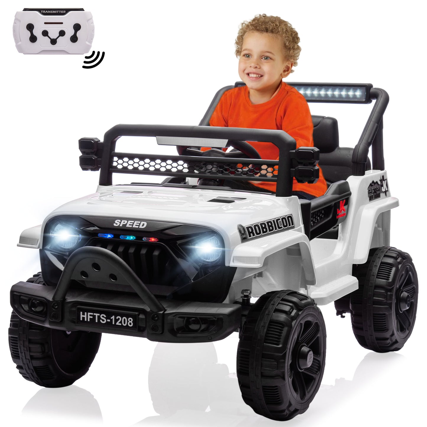 12V Kids Ride on Toys Cars with Parents Control, Toddler Electric Ride on Truck Car with Early Education Function, Riding Toy with 4 Wheel Suspension, MP3, USB, Electric Vehicle for Aged 3+
