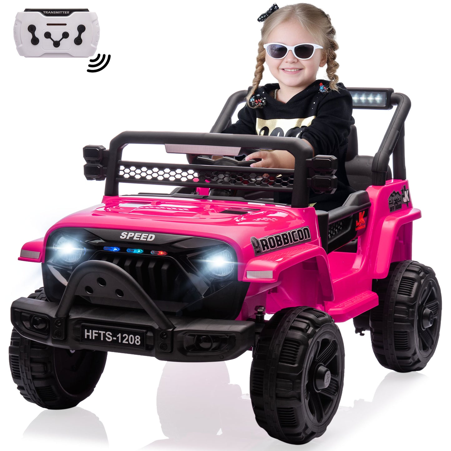 12V Kids Ride on Toys Cars with Parents Control, Toddler Electric Ride on Truck Car with Early Education Function, Riding Toy with 4 Wheel Suspension, MP3, USB, Electric Vehicle for Aged 3+