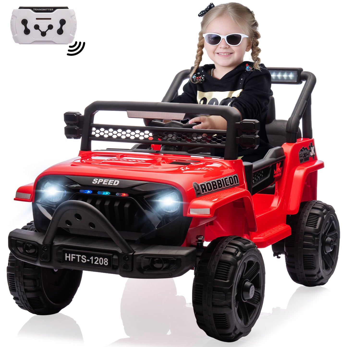 12V Kids Ride on Toys Cars with Parents Control, Toddler Electric Ride on Truck Car with Early Education Function, Riding Toy with 4 Wheel Suspension, MP3, USB, Electric Vehicle for Aged 3+