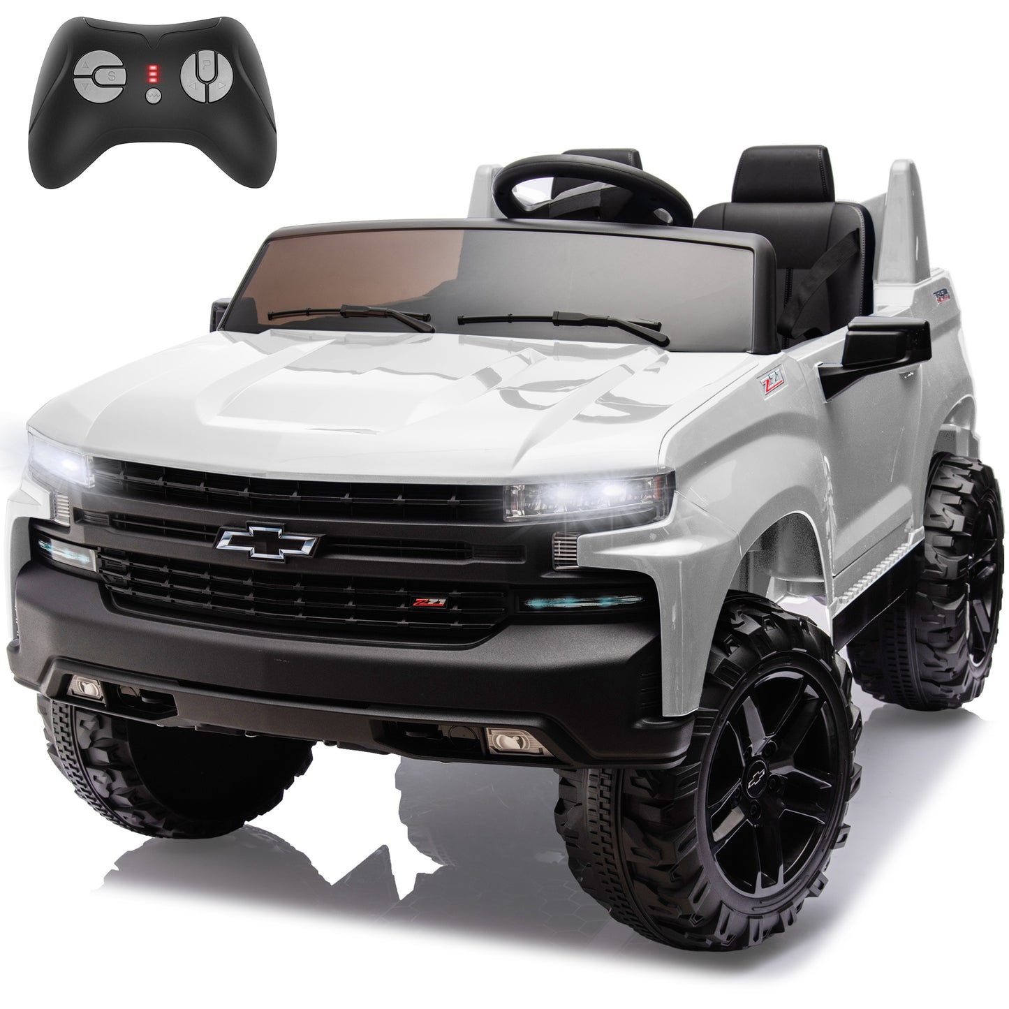24V Chevy Silverado Ride On Truck, Real 2-Seater Kids' Electric Vehicles Battery Powered with HIGH Speed Mode (5 MPH) & Parent Remote Control, Storage Space, LED Lights, for Boys Girls 3-8, Pink