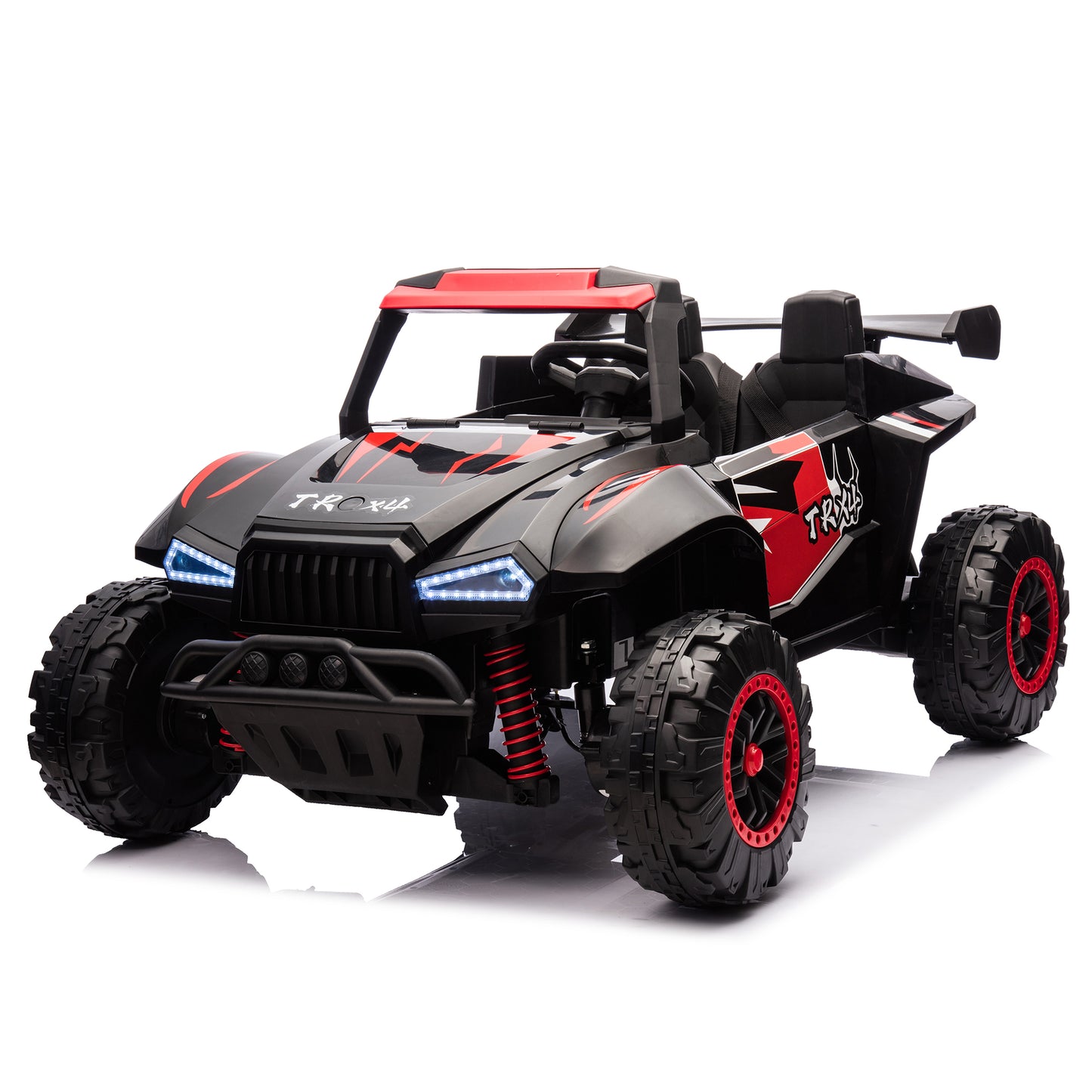 24V 2 Seater Kids Ride on Car Toy with Parents Control, Ride on Toys for Toddler with 4 Wheel Suspension Design, Kids Electric Car with Lamplight, Bluetooth, USB/TF, Ride on UTV for Aged 3-8, Black
