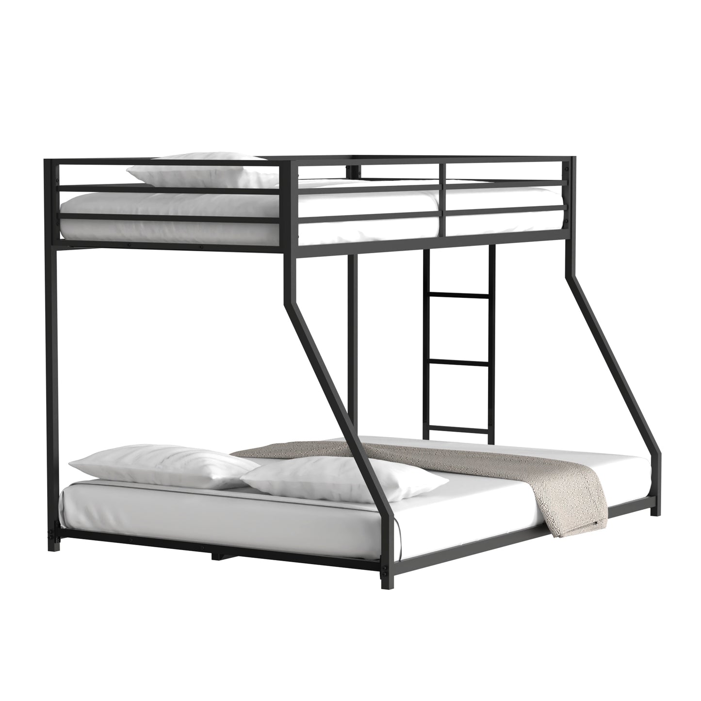 CASEMIOL Bunk Bed Twin Over Full with Removable Ladder & Safety Railing, Metal Bunk Bed for Kids/Adult Bedroom, Noise Free, No Box Spring Needed