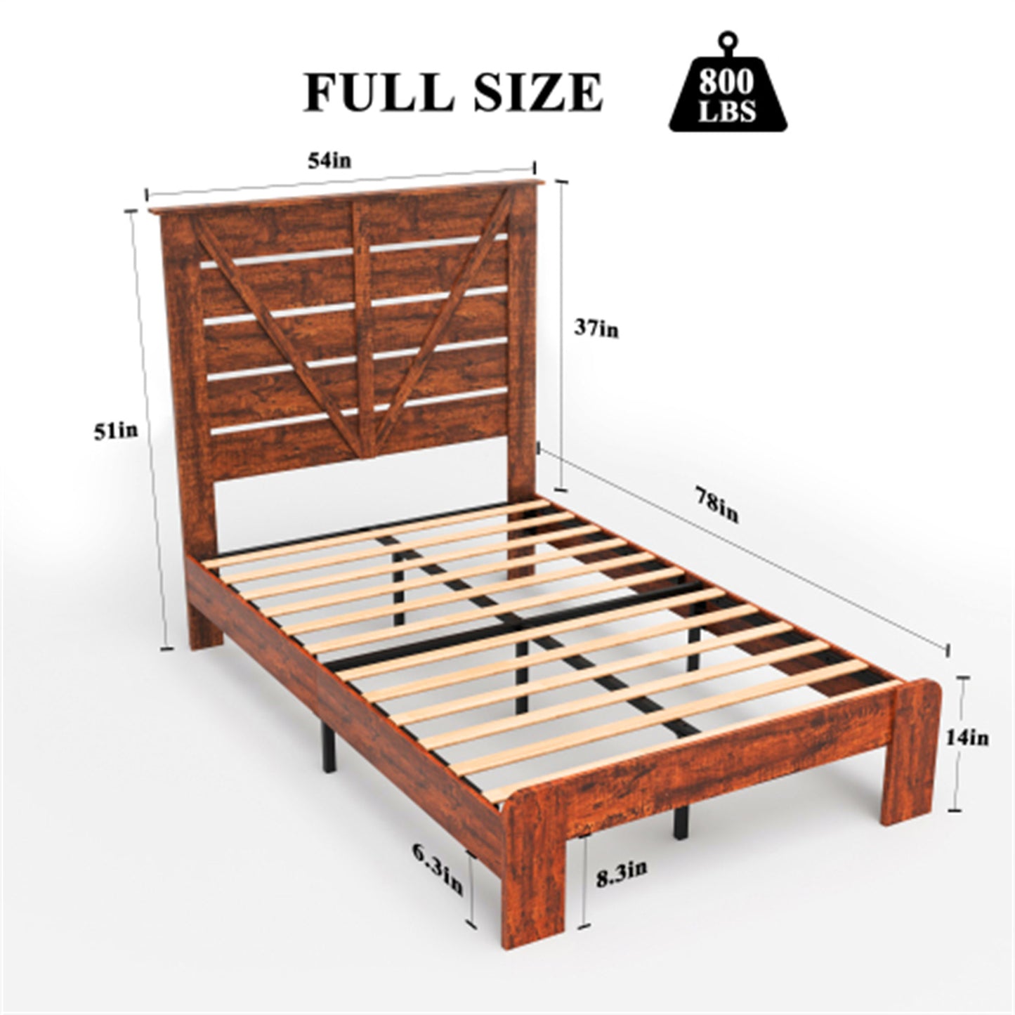 CASEMIOL Wooden Bed Frames Queen with Headboard and Footboard, Under Bed Storage, No Box Spring Needed, Easy Assembly, Queen Platform Bed Frame - Dark Brown