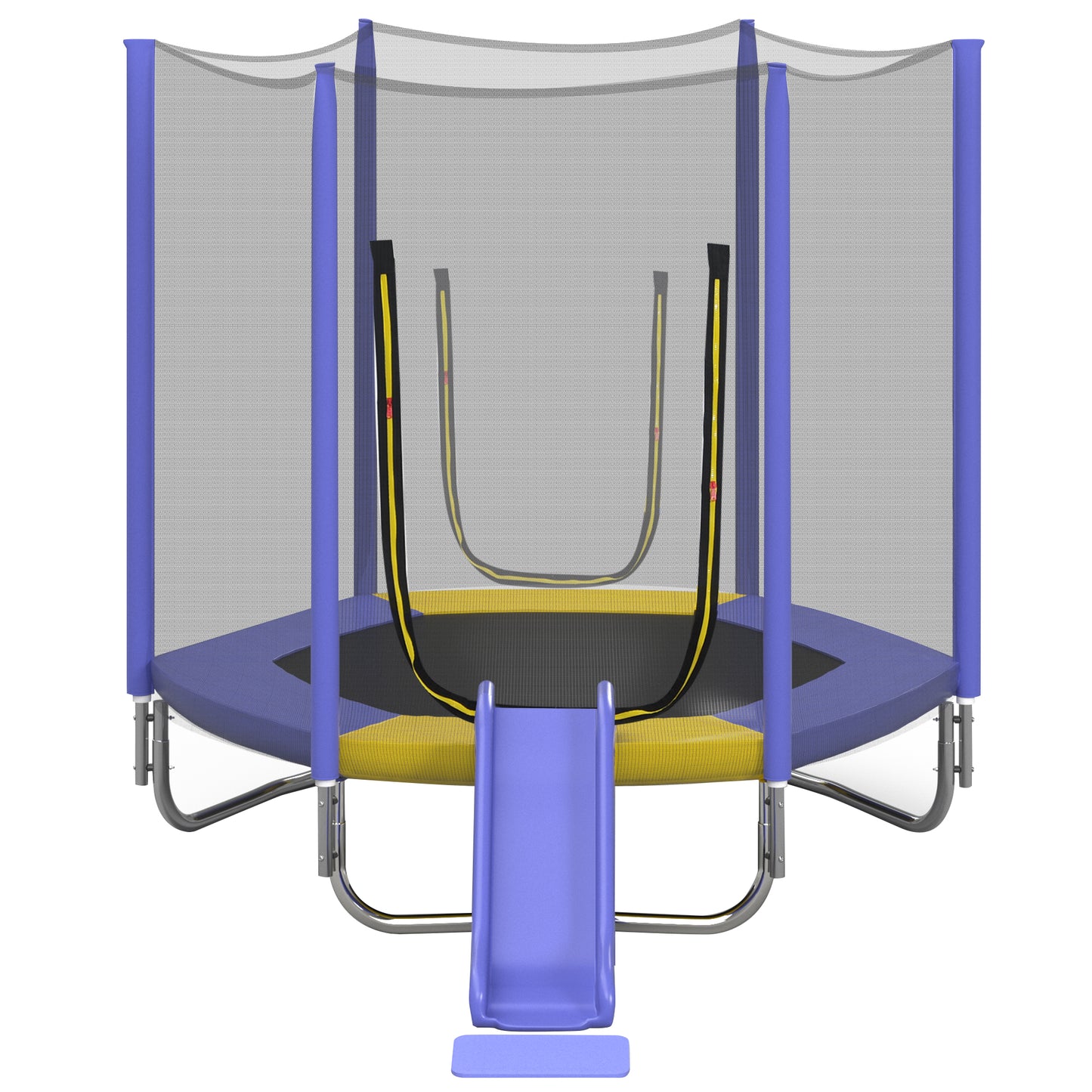 7ft Trampoline for Kids, Trampoline with Safety Enclosure Net, Outdoor Trampoline with Slide & Ladder and Soft Pad, 220lbs Capacity, Easy Assembly, Indoor Use, Purplr