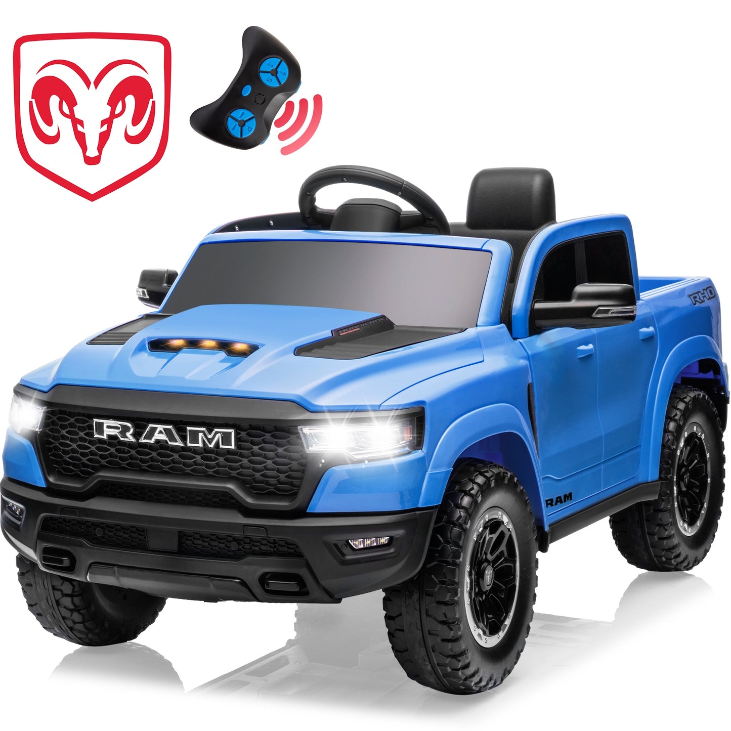 RAM 1500 RHO 12V Kids Ride on Toys Truck Car with Remote Control, Power Car Wheels, Electric Toddler Car for Kids 3-5 Yrs with Suspension, Bluetooth, LED, Gifts for Christmas & Birthday