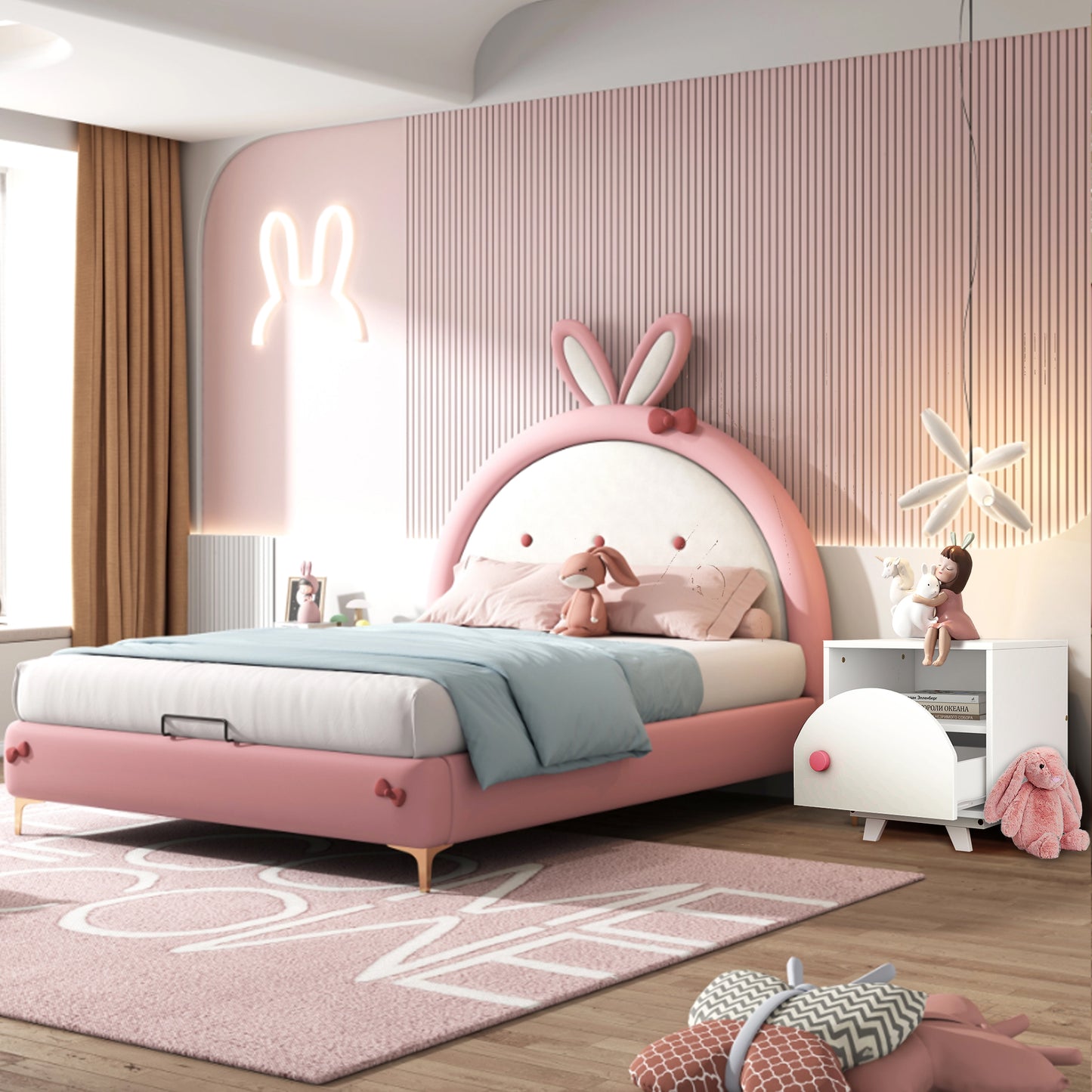 CASEMIOL Night Stand with a Drawer and a Open Cabinet for Kids, Modern Bed Side Table Nightstand for Girls Bedroom, Kids End Table for Living Room, Easy to Clean, White