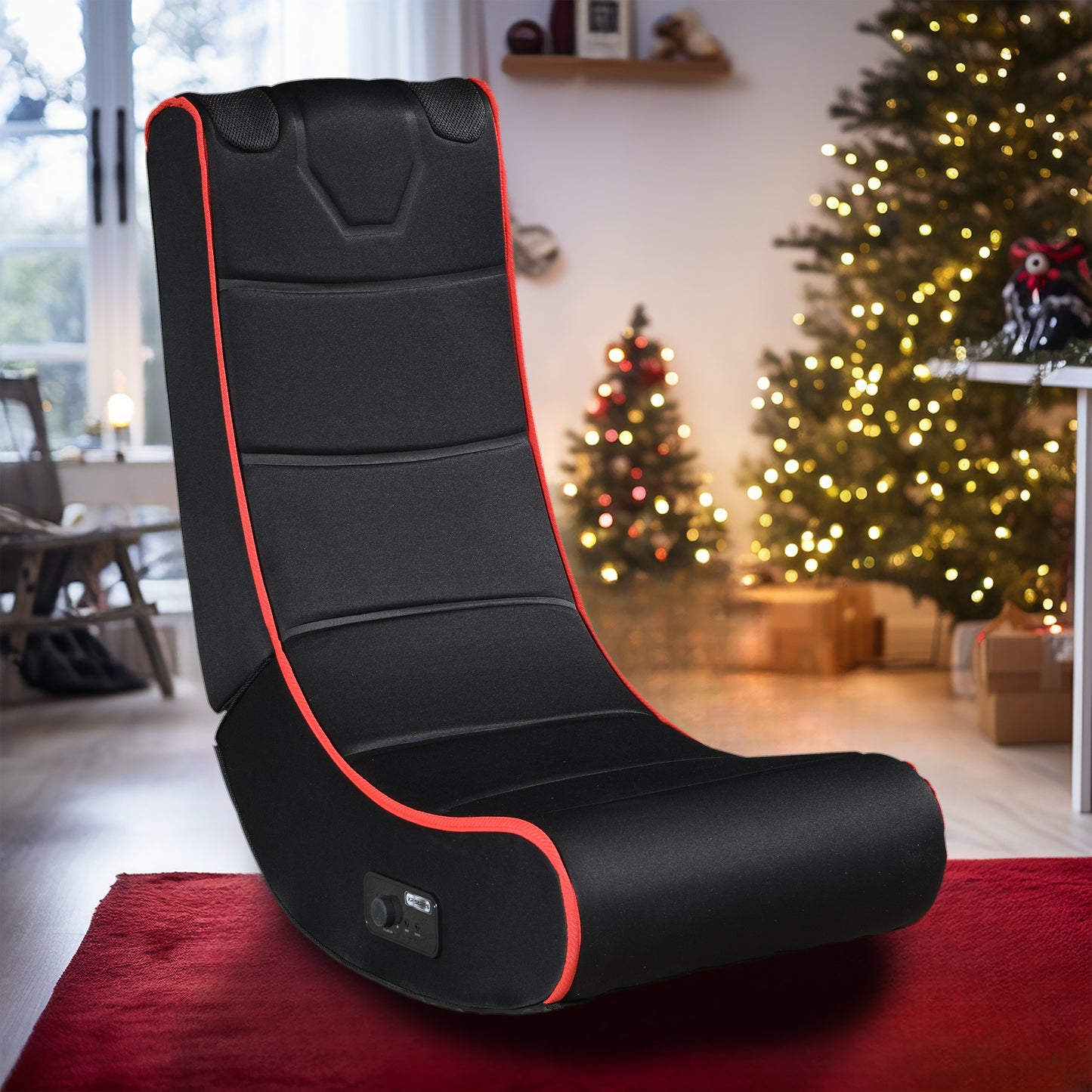 CASEMIOL Folding Gaming Chair Floor with Bluetooth Speakers, Gamer Chair for Kids, Gaming Chair with Polyester cover and foam padding, 3” Built-in Dual Track Sound, 3.5mm input/output ports