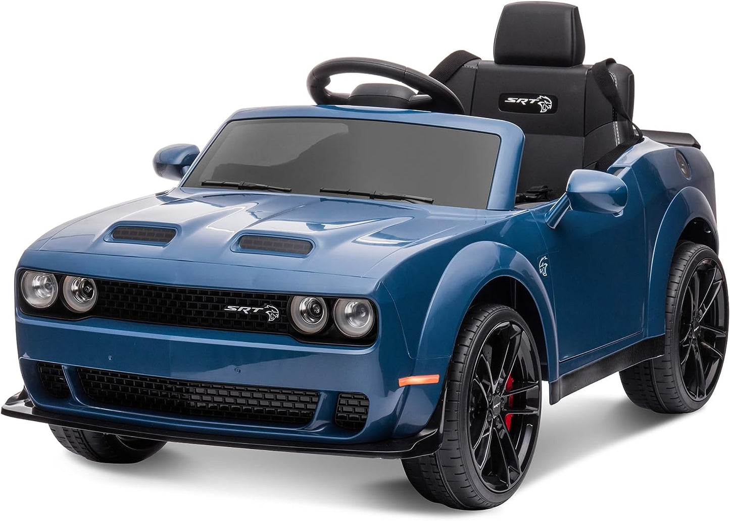 Kids Electric Car, Dodge Challenger Ride on Car, 12V7Ah Battery Powered Electric Vehicle, Kids SRT Hellcat 4-Wheels Ride on Toys with Remote Control, 3 Speeds, LED Headlights, Music Player