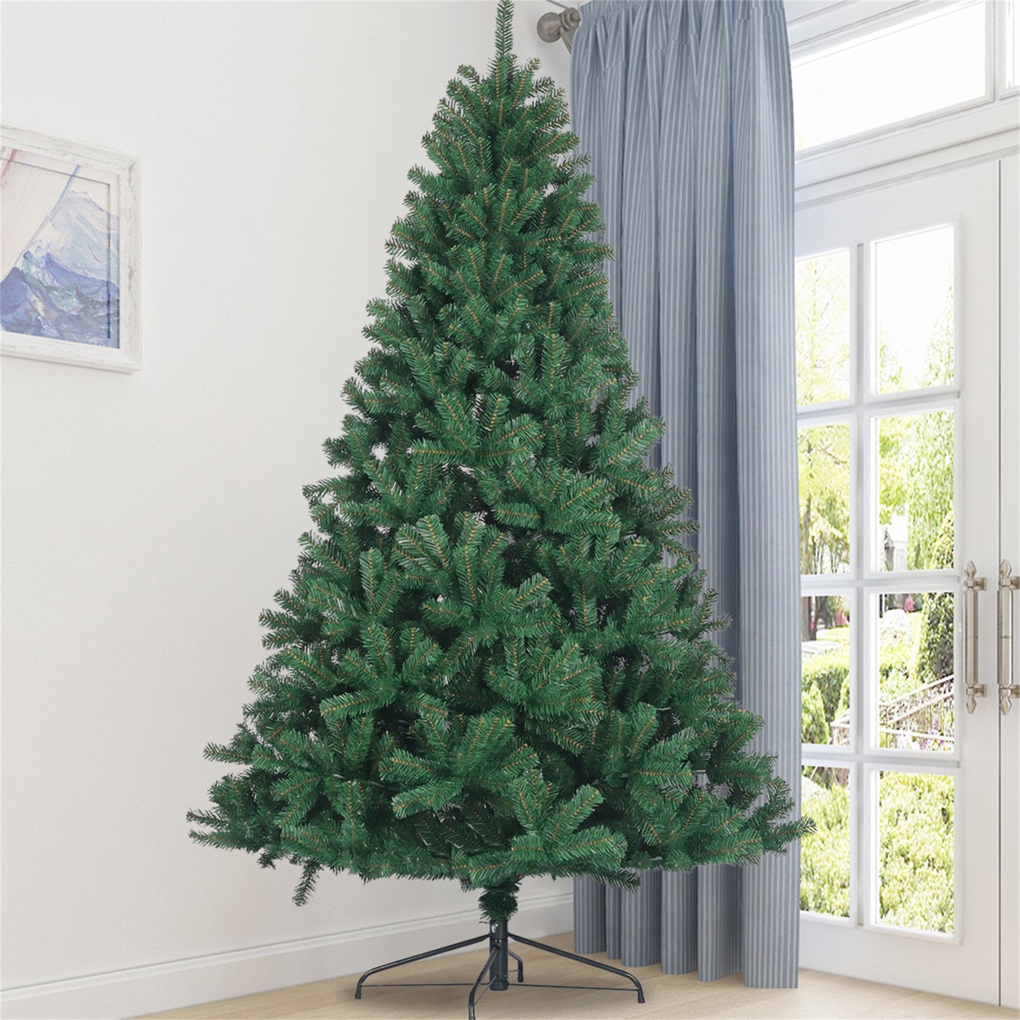 6ft Artificial Fir Christmas Tree with 1000 PVC Tips, Christmas Tree with Foldable Steel Base, Unlit, for Home Holiday Decor, Green