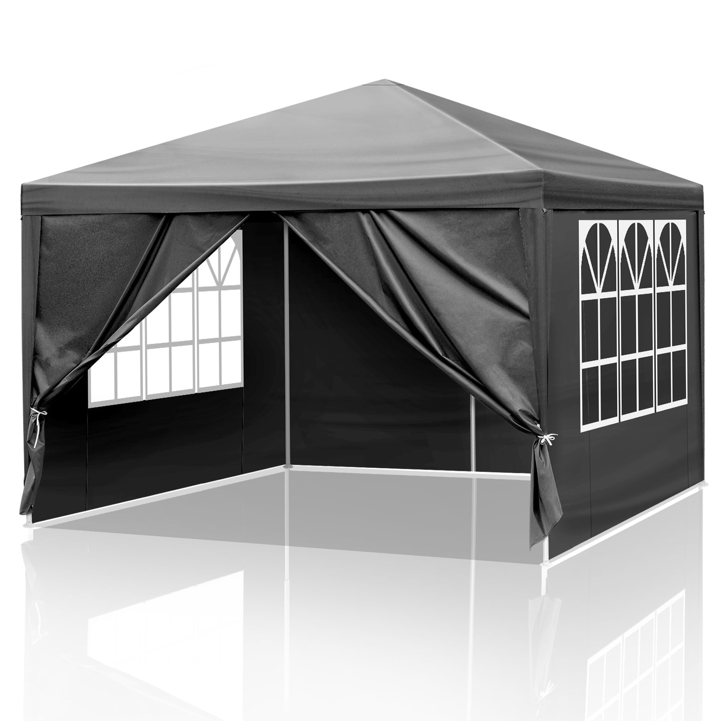 10x10 Canopy with 4 Sidewalls, Outdoor Canopy Patio Tent for Parties, Beach, Camping, Wedding, BBQ Cater, Waterproof, Black