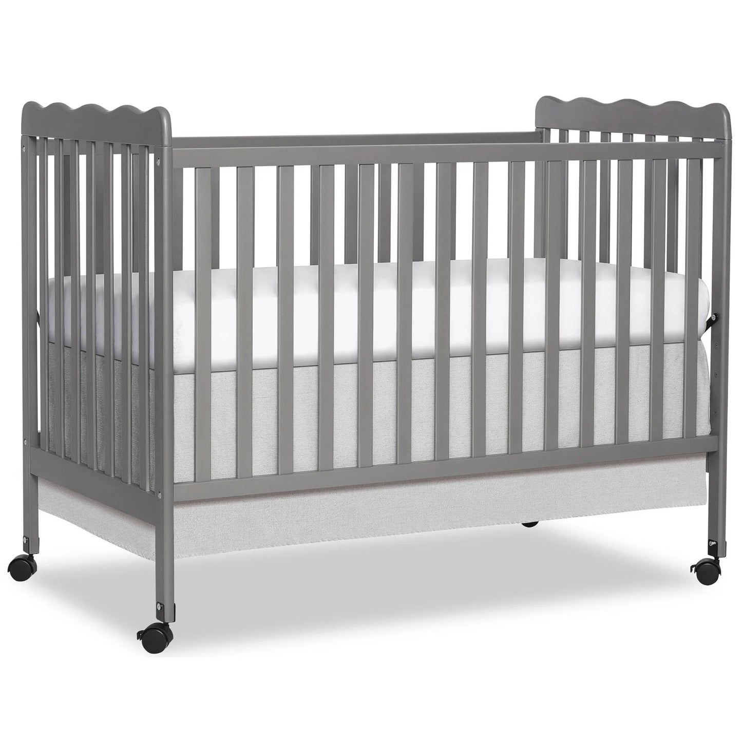 Baby Convertible Crib 3 In 1, Converts from Baby Crib to Toddler Bed, New Zealand Pinewood Baby Bed with Locking Wheels and Teething Rai, Crib with 4 Height Adjustment and Non Toxic Finish, Black