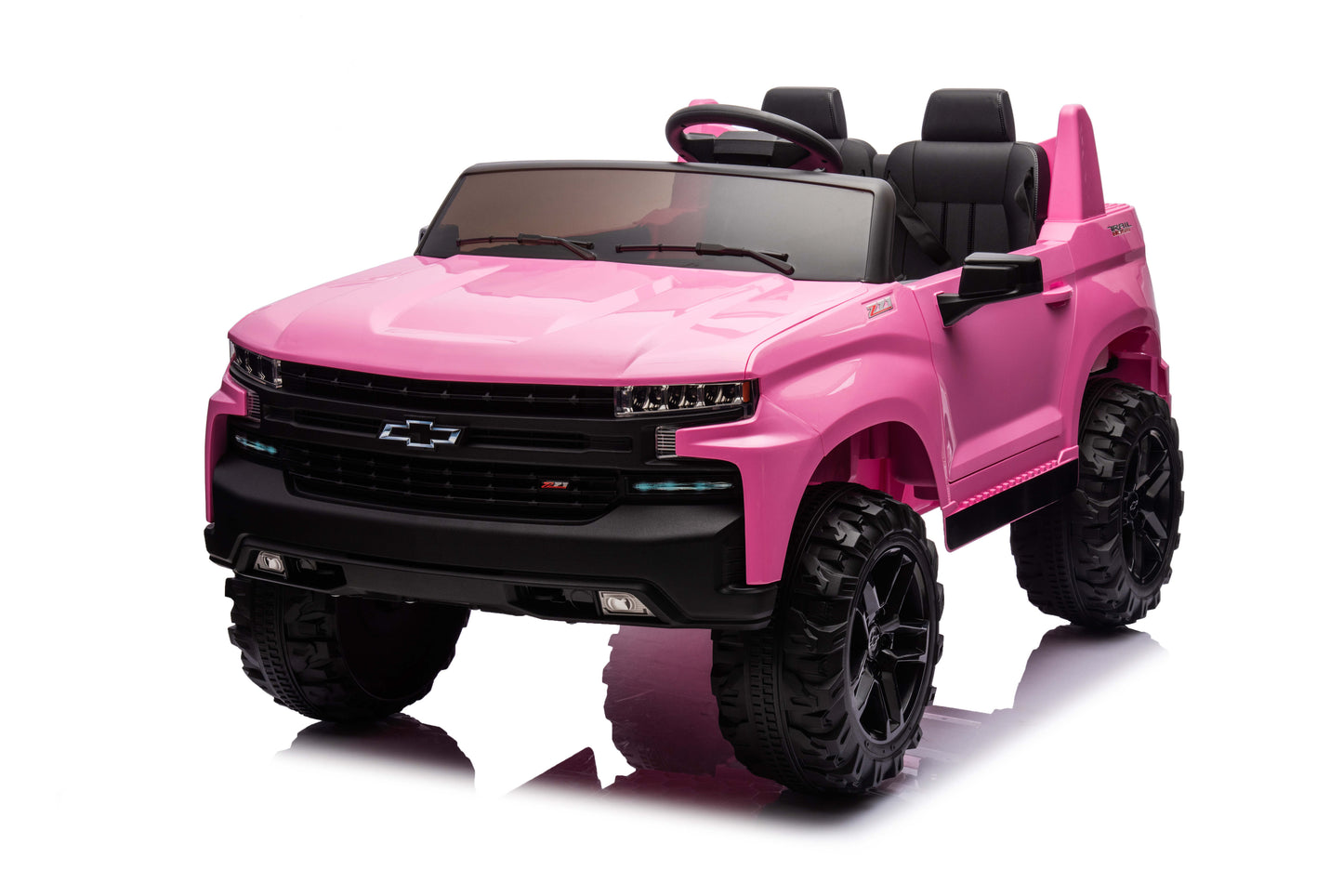 24V Chevy Silverado Ride On Truck, Real 2-Seater Kids' Electric Vehicles Battery Powered with HIGH Speed Mode (5 MPH) & Parent Remote Control, Storage Space, LED Lights, for Boys Girls 3-8, White