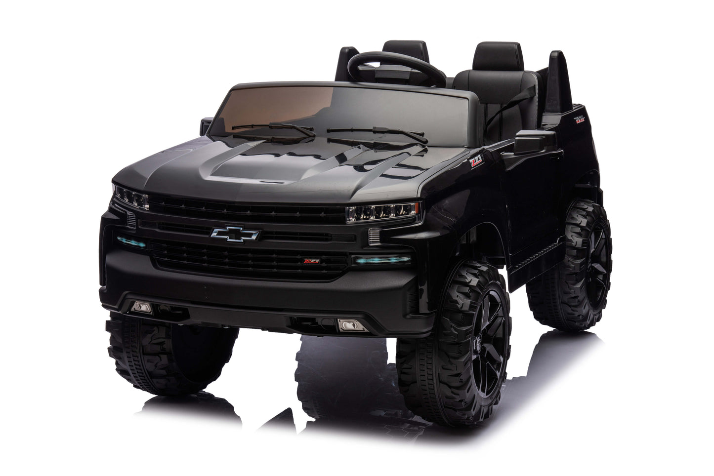 24V Chevy Silverado Ride On Truck, Real 2-Seater Kids' Electric Vehicles Battery Powered with HIGH Speed Mode (5 MPH) & Parent Remote Control, Storage Space, LED Lights, for Boys Girls 3-8, White