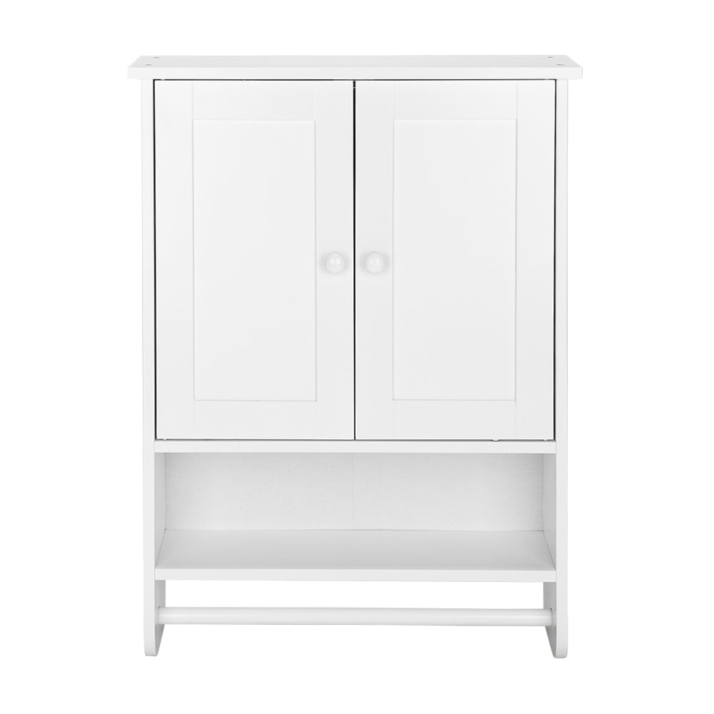 CASEMIOL Space Saving Cabinet Above Toilet, Bathroom Wall Cabinet, Medicine Cabinet with 2 Doors and Towel Rack Open Shelves, Living Room Kitchen Cabinet White