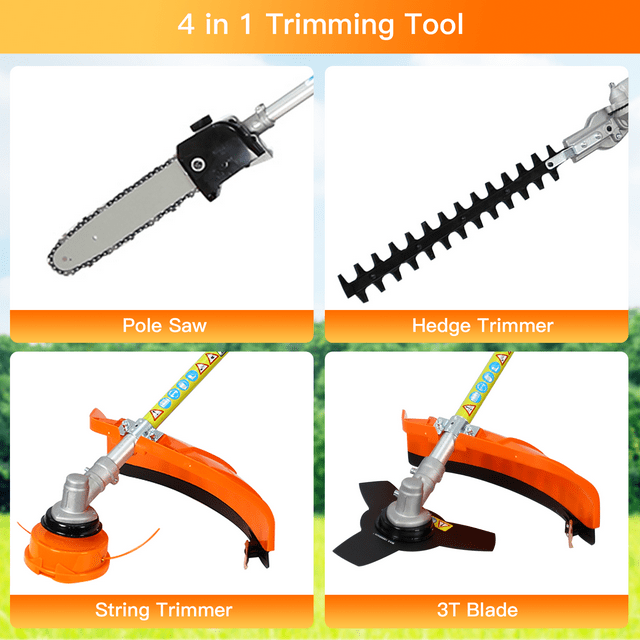 CASEMIOL 10 in 1 Weed Eater Grass Trimmer, Multi-Functional String Trimmer with Gas Pole Saw/Weed Trimmer/Brush Cutter/Protection Tools, for Quick Weed Grass Cleaning Crop Soil, 52 CC 2-Cycle