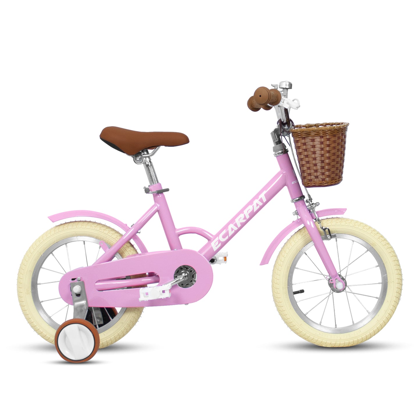 CASEMIOL 14in Kids' Bike for Girls, Kids' Bicycles with Removable Training Wheels, Toddler Bike with Basket, Toddler Balance Bicycle for Ages 2-4, Pink