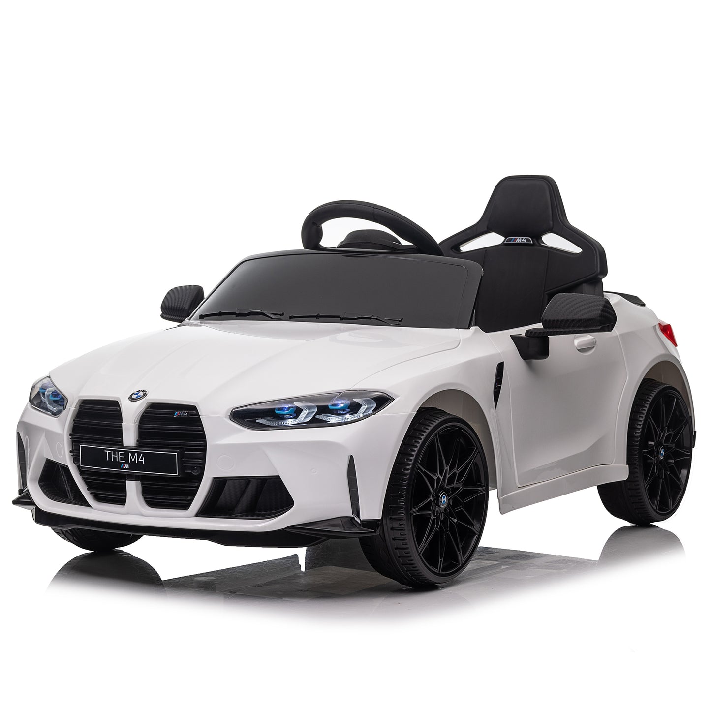 CASEMIOL BMW M4 Licensed 12V Kids Ride on Toys with Remote Control, Electric Ride on Car for Toddler Kid w/ Portable Handle & Wheels, Bluetooth, Head Lights, 2 Speeds, Gifts for Boys & Girls