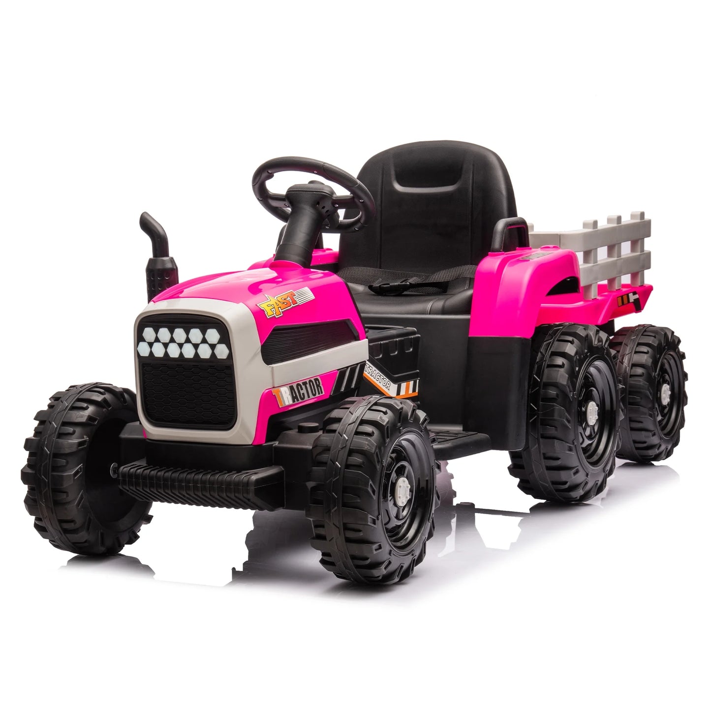 24V Kids Ride on Toys Cars with Parental Remote, 3 Speed Toddler Ride on Tractor with Trailer, Kids' Electric Vehicle Car with MP3, Bluetooth, Battery Powered Riding Toys for Boys Aged 3-6