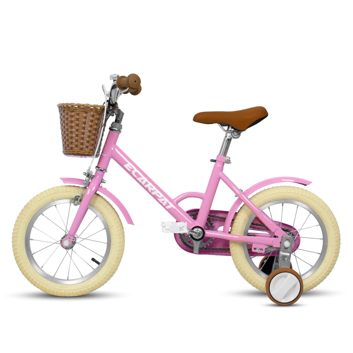 CASEMIOL 14in Kids' Bike for Girls, Kids' Bicycles with Removable Training Wheels, Toddler Bike with Basket, Toddler Balance Bicycle for Ages 2-4, Pink