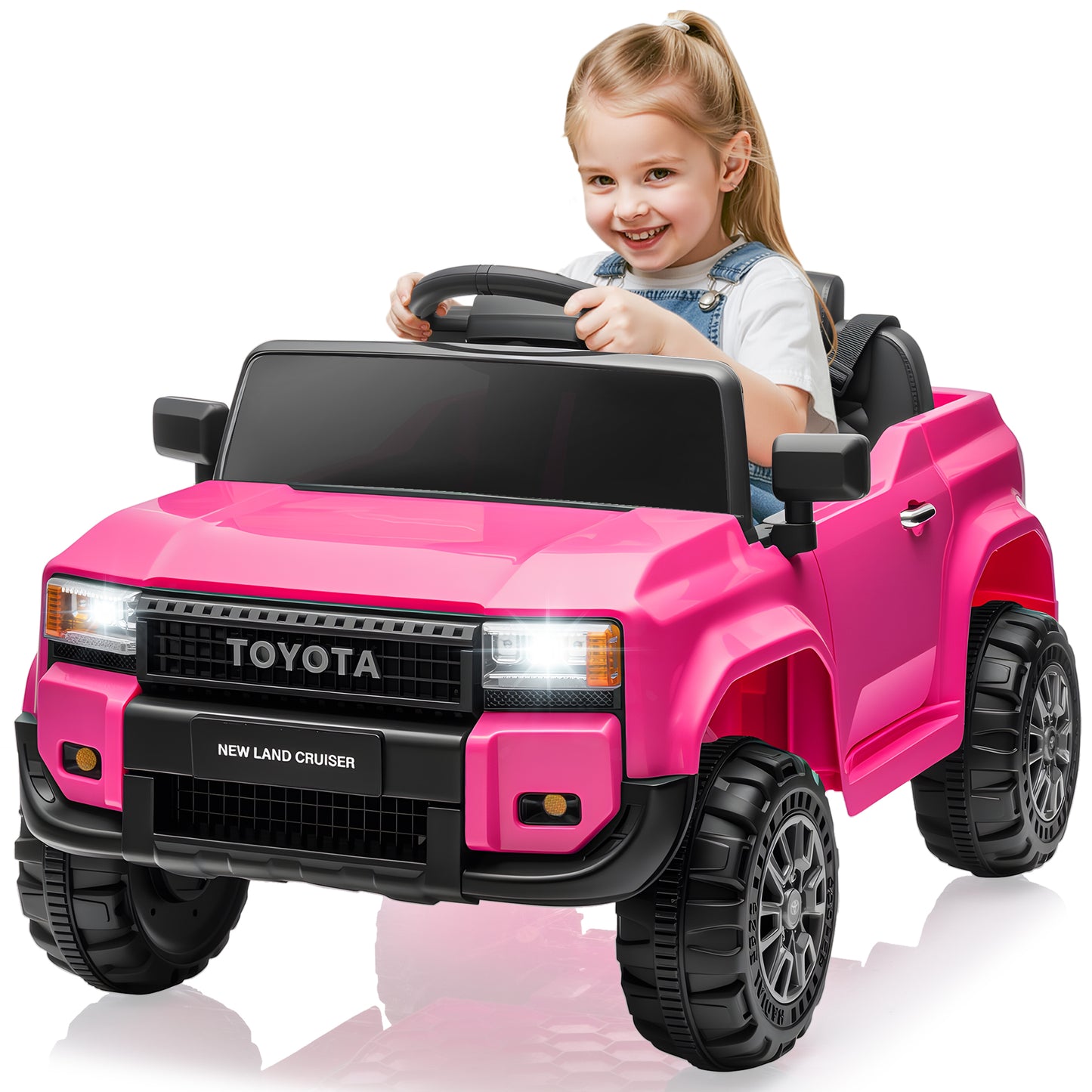 CASEMIOL 12V Kids Ride On Toys Car with Remote Control, Licensed Toyota LC250 Kids Powered Electric Car with LED Lights, Music, Suspension, 3-Point Seat Belt, Gift for Boys Girls Ages 3-5