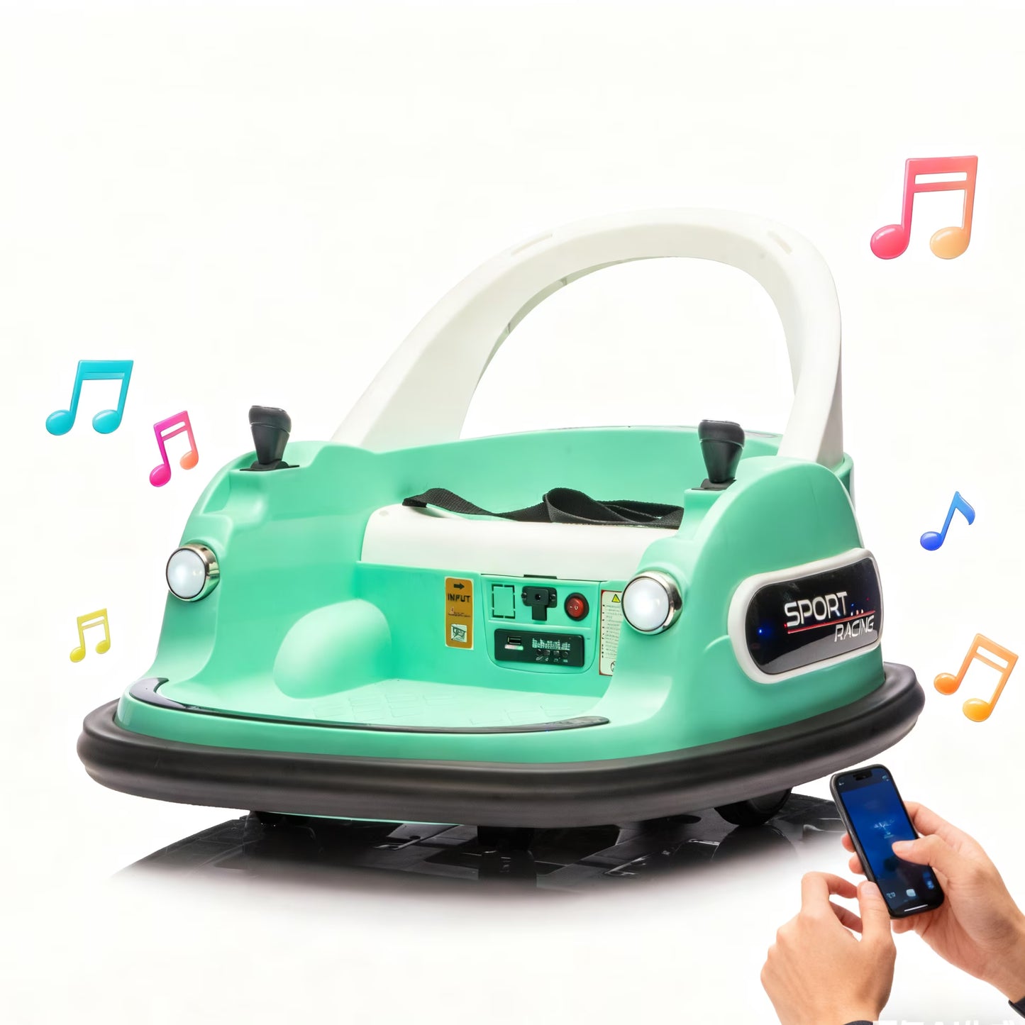 12V Bumper Car Ride on with Remote Control, Toddler Boy Toys Age 3-5 with Anti-Collision Padding, Riding Toys 3-5 with Safety Belt, 360° Spin Ride on Toys with LED Lights, Bluetooth,
