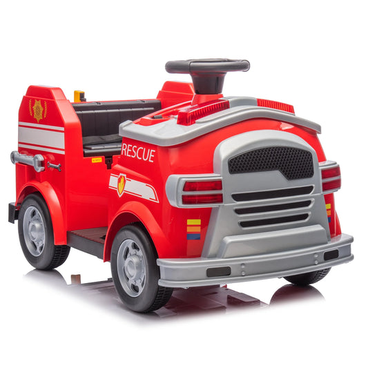 12V Kids Ride on Toys Cars, Toddler Ride on Fire Engine Shape Car with Human-Vehicle Interaction, Kids' Electric Vehicle with Slow Start, Kids Electric Car with Fire Tools, Sirens for Aged 3-7