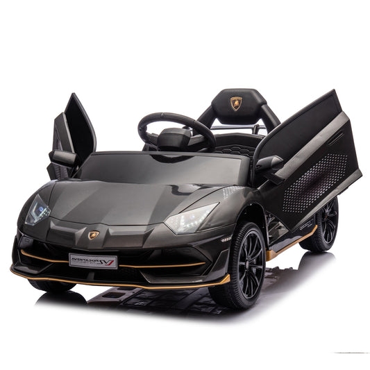 12V Lamborghini Kids Ride on Toys Cars with Parental Remote, Toddler Ride on Car with Hydraulic Pressure Door, Kids' Electric Vehicle Car with Slow Start, MP3, LED Lights for Kids Aged 3-8