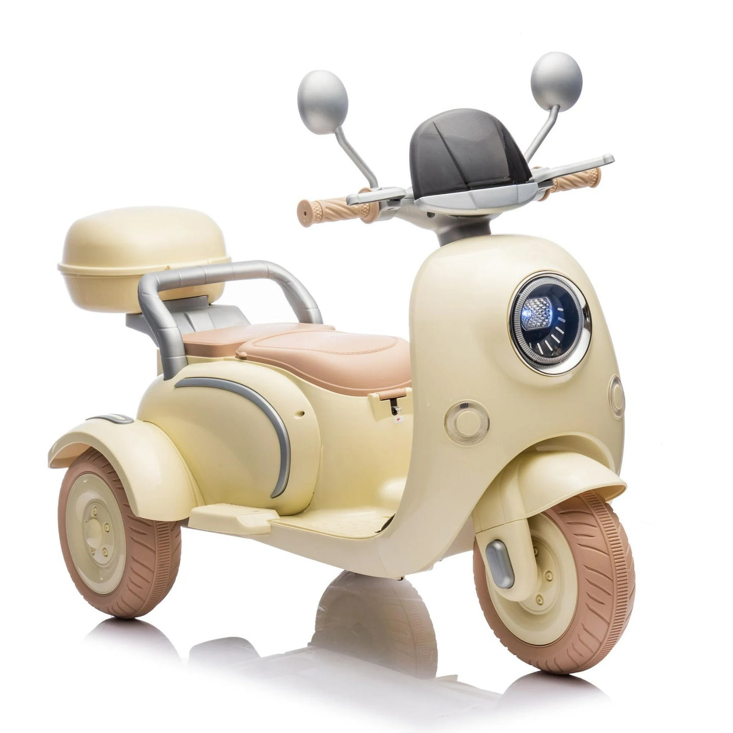 12V Ride On Toys Cars, Kids Electric Ride on Motorcycle with 3 Wheels, Battery Powered Toy Motorcycle with Slow Start, Player, Bluetooth, Light, Backseat Flip Adult Seat for Kids Aged 3-6, Blue