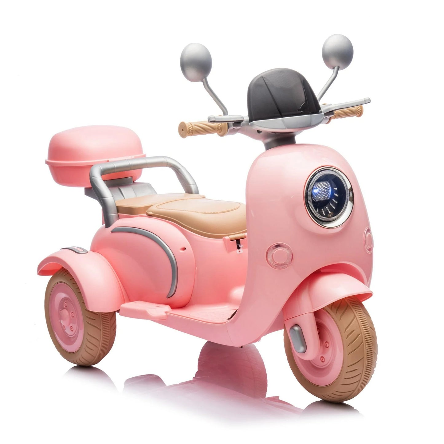 12V Ride On Toys Cars, Kids Electric Ride on Motorcycle with 3 Wheels, Battery Powered Toy Motorcycle with Slow Start, Player, Bluetooth, Light, Backseat Flip Adult Seat for Kids Aged 3-6, Blue