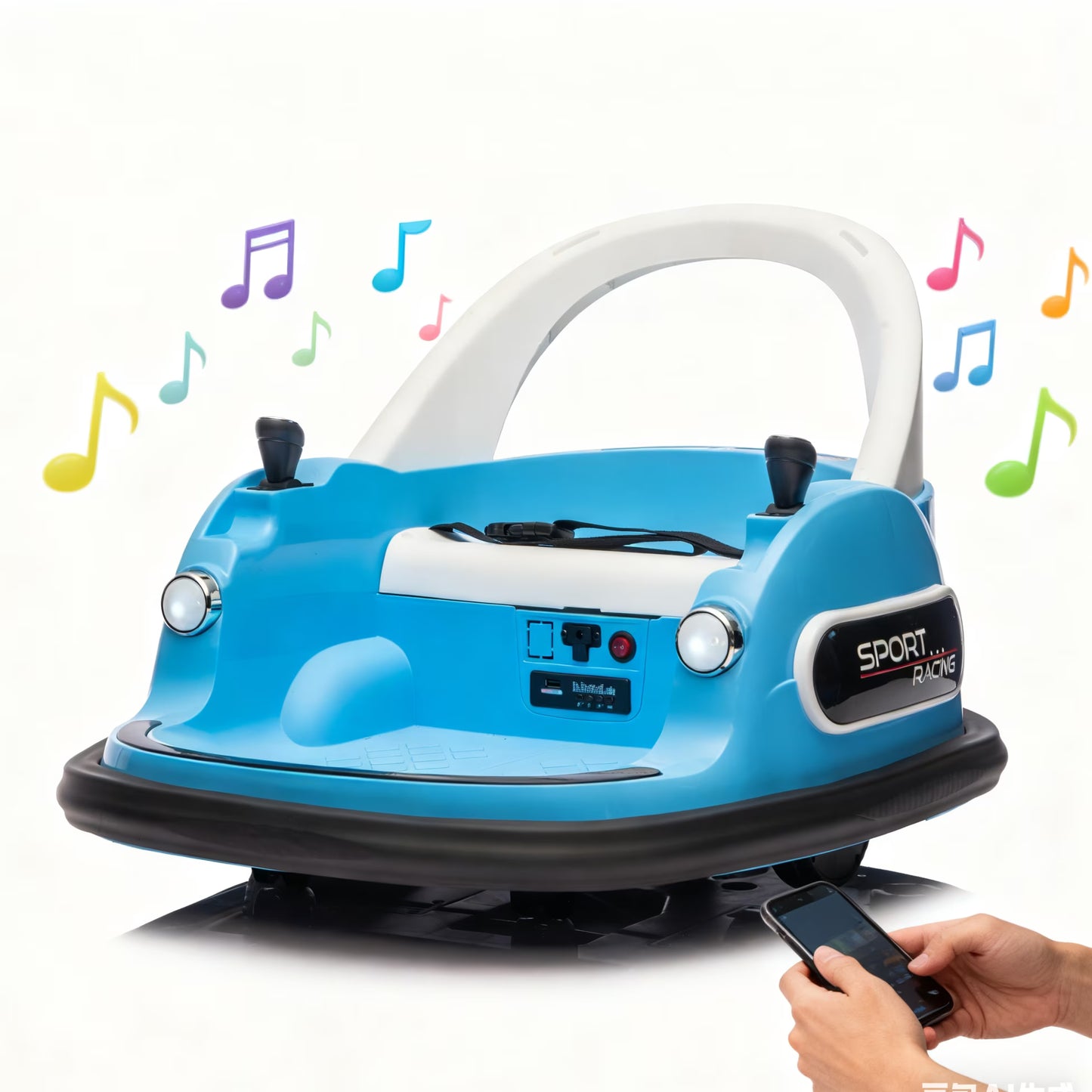 12V Bumper Car Ride on with Remote Control, Toddler Boy Toys Age 3-5 with Anti-Collision Padding, Riding Toys 3-5 with Safety Belt, 360° Spin Ride on Toys with LED Lights, Bluetooth,