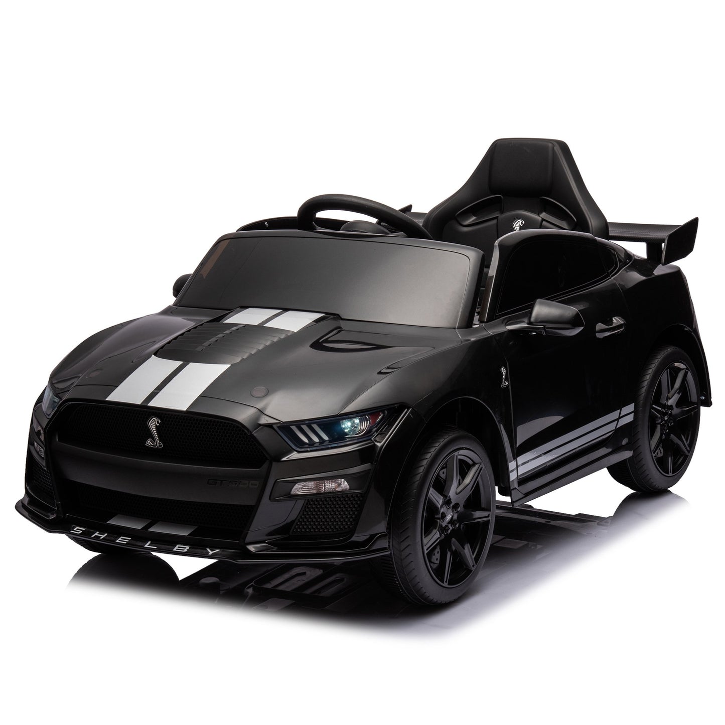 12V Ride on Toys Cars for Kids with Remote Control 3 Speeds, Ford Mustang Shelby GT500 Toddler Ride on Toys, Electric Vehicle with LED Lights, Radio, AUX/USB MP3 Music, Safe Belt for Age3+