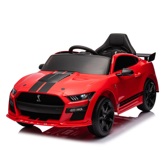 12V Ride on Toys Cars for Kids with Remote Control 3 Speeds, Ford Mustang Shelby GT500 Toddler Ride on Toys, Electric Vehicle with LED Lights, Radio, AUX/USB MP3 Music, Safe Belt for Age3+