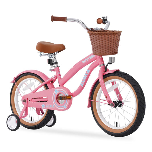 16" Kids Bike, Girls Bike With Training Wheels & Basket, Kids Bicycle With Adjustable Seat/Handlebar, Bikes With Anti-Skid Tires, Kids' Bicycles for Girls Boys 4-7 Years
