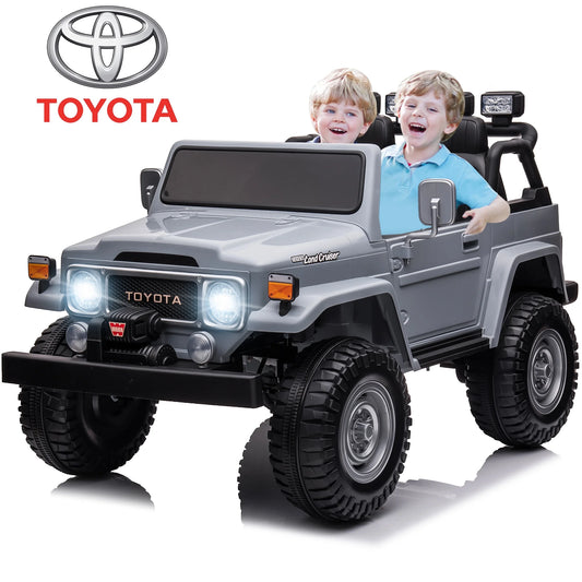 24V Ride on Toys Cars with Remote Control, Licensed Toyota FJ40 Electric Ride on Truck with 2 Seater, Electric Vehicle with LED Light, Bluetooth, Radio, Music, 4 Wheels Suspension for Kids
