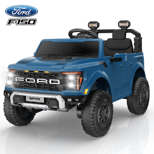 Ford F150 Raptor 24v 2 Seater Ride on Car for Kids, 4 Wheeler Electric Cars for Kids w/Remote Control, Toddler Ride on Toys w/ LED Lights, Bluetooth, Soft Start for Kids Girls Boys Ages 3-8, Blue