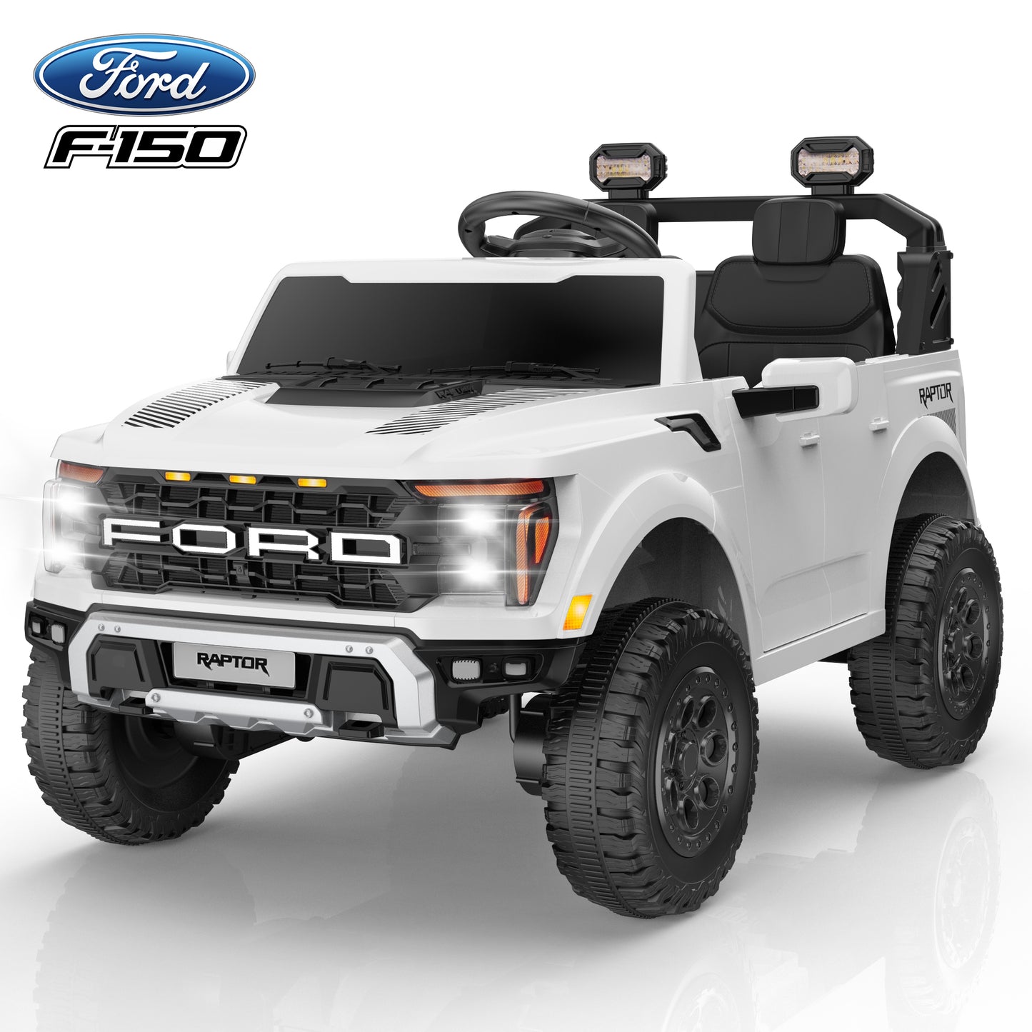 CASEMIOL 2-Seater 24V Big Kids Ride on Toys Truck with Remote Control, Licensed Ford F150 Raptor Battery Powered Ride on Car for Toddlers Kids Ages 3-8, Back to School Gift for Boys & Girls