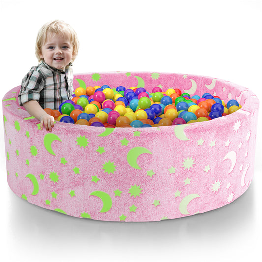 CASEMIOL Large Ball Pit, Glow Pink Ball Pit for Babies Indoor Playground Quipment, Foam Ball Pit Playroom Essentials, One Year old Girl&Boys Birthday Gifts