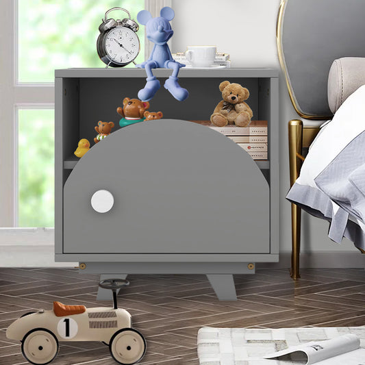 CASEMIOL Night Stand with a Drawer and a Open Cabinet for Kids, Modern Bed Side Table Nightstand for Girls Bedroom, Kids End Table for Living Room, Easy to Clean, Gray