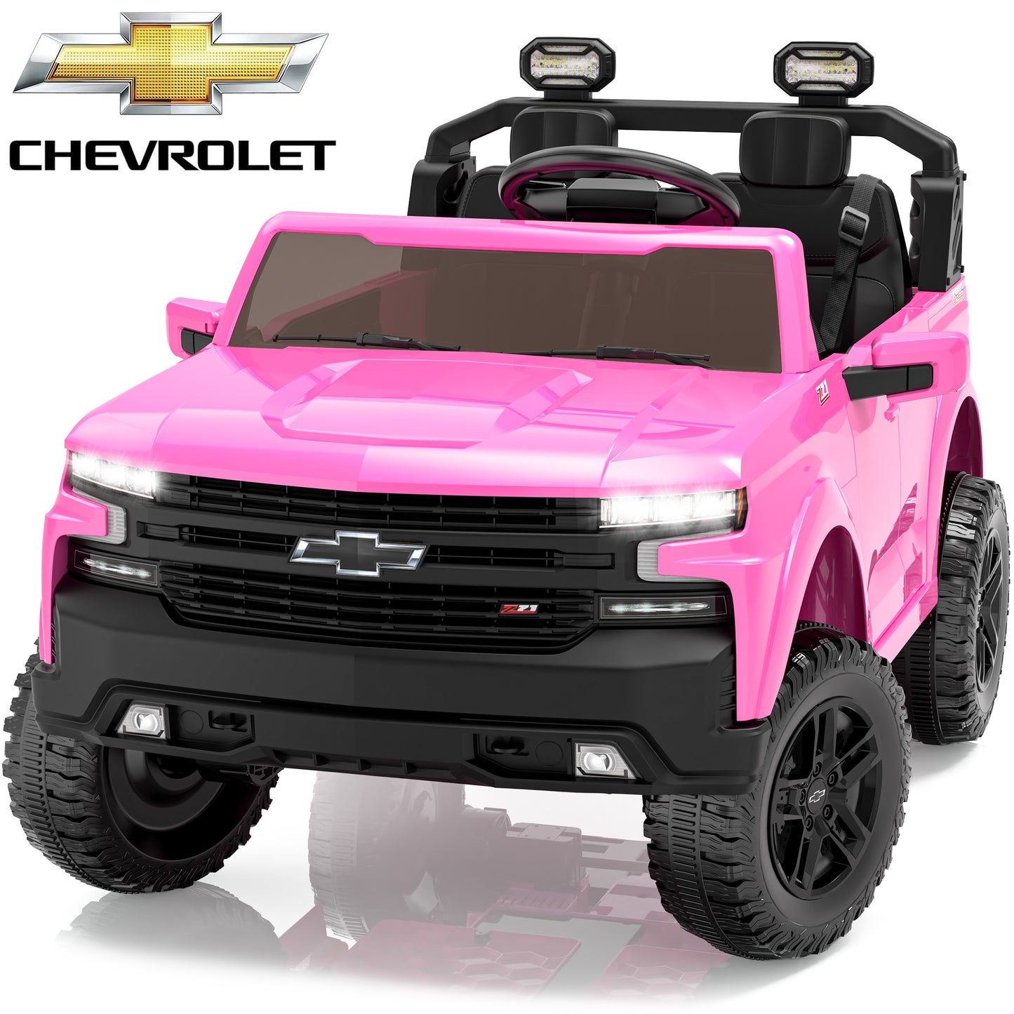 Chevrolet 24V Electric Ride on Car for Kids, 2 Seater Ride on Toys for Toddlers with Remote Control, Battery Powered Car with Bluetooth LED Light, Gift for Boys Girls 3-8