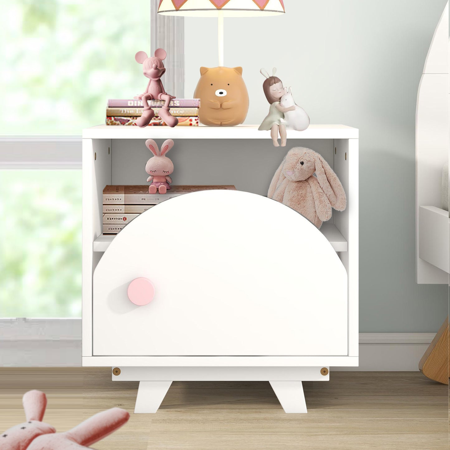 CASEMIOL Night Stand with a Drawer and a Open Cabinet for Kids, Modern Bed Side Table Nightstand for Girls Bedroom, Kids End Table for Living Room, Easy to Clean, White