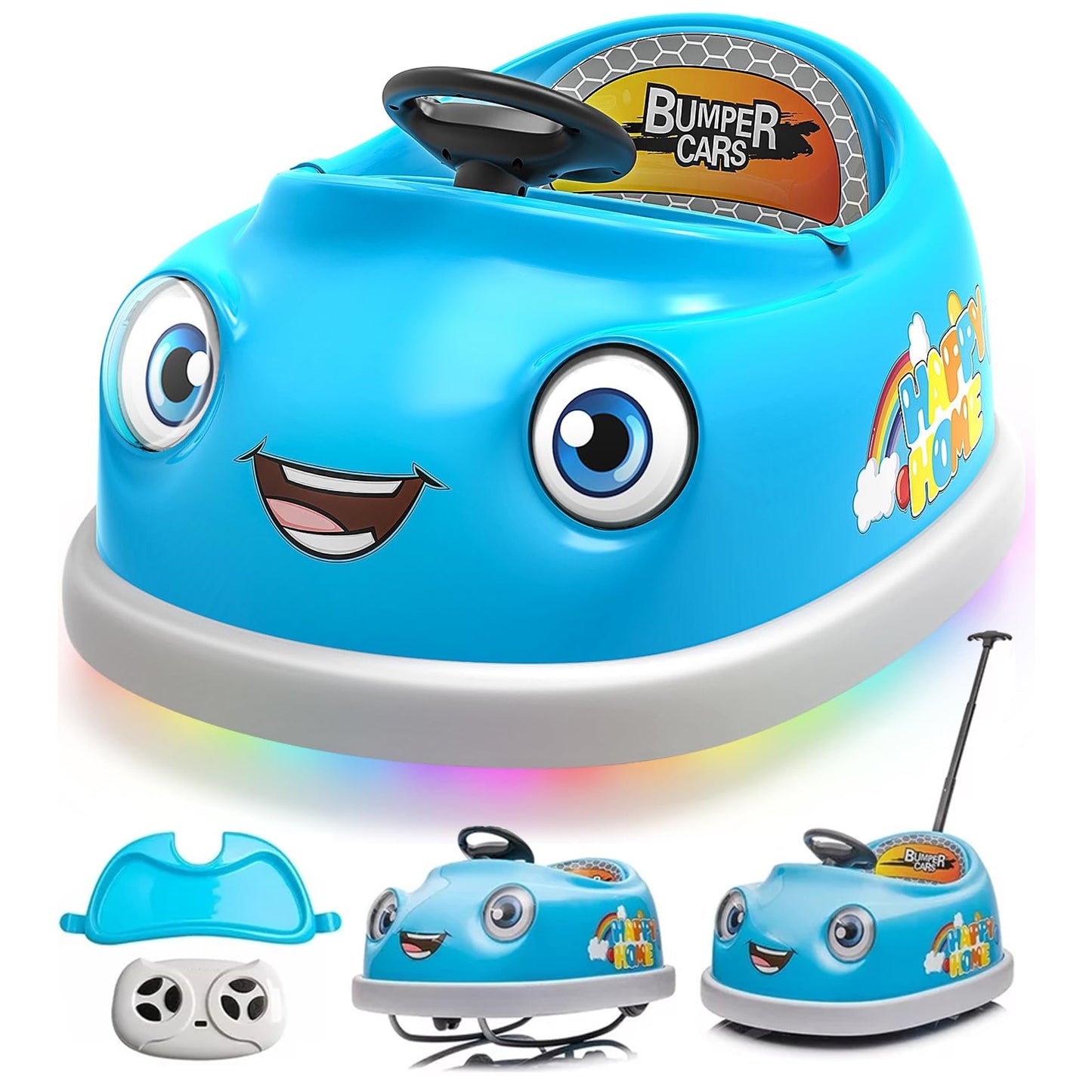 CASEMIOL 12V Bumper Car, Electric Ride On Bumper Car for Kids & Toddlers 1.5-6 Years Old, 3-Speed Baby Bumping Toy Cars with Remote and Self-Drive, LED Lights & 360 Degree Spin, Sound