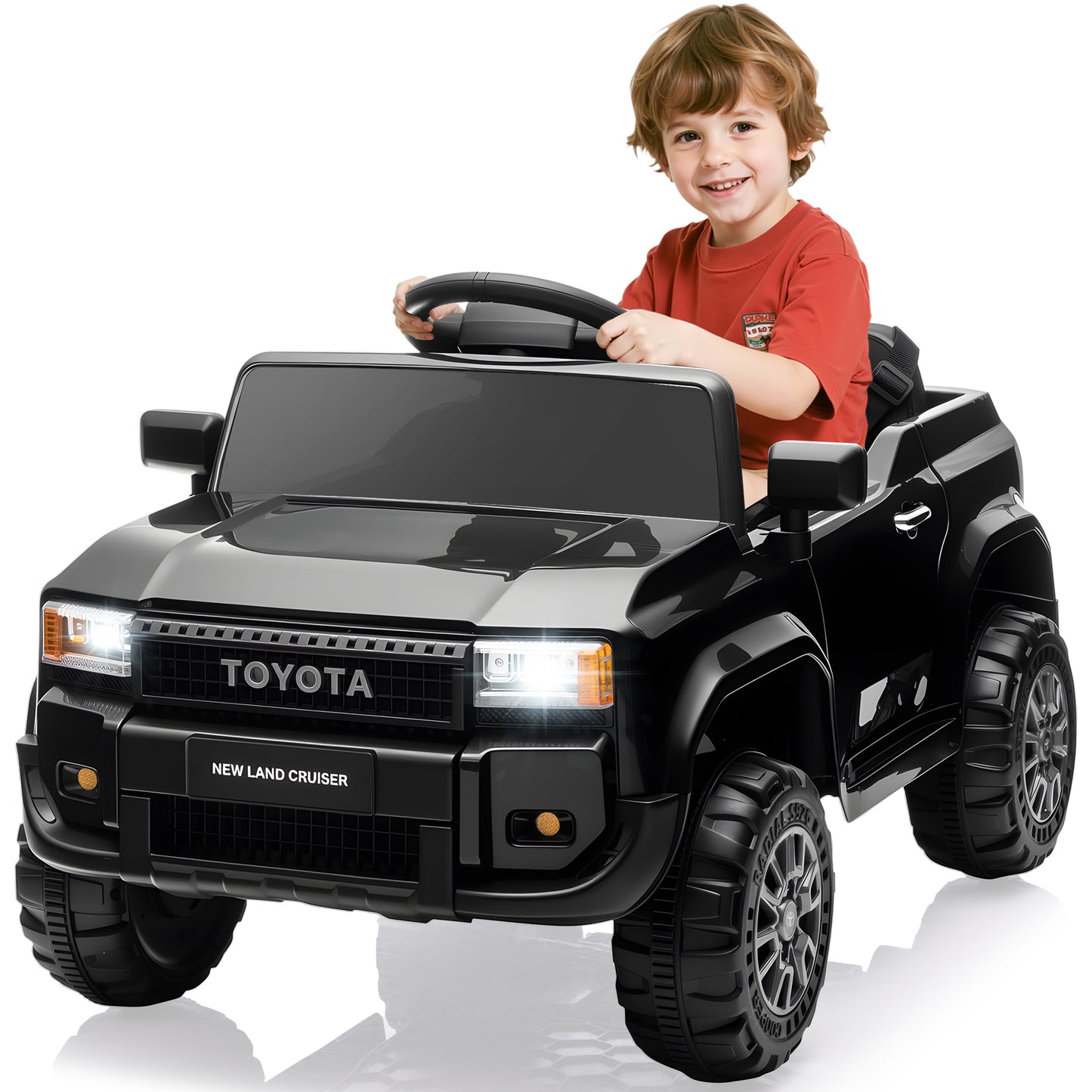 CASEMIOL 12V Kids Ride On Toys Car with Remote Control, Licensed Toyota LC250 Kids Powered Electric Car with LED Lights, Music, Suspension, 3-Point Seat Belt, Gift for Boys Girls Ages 3-5