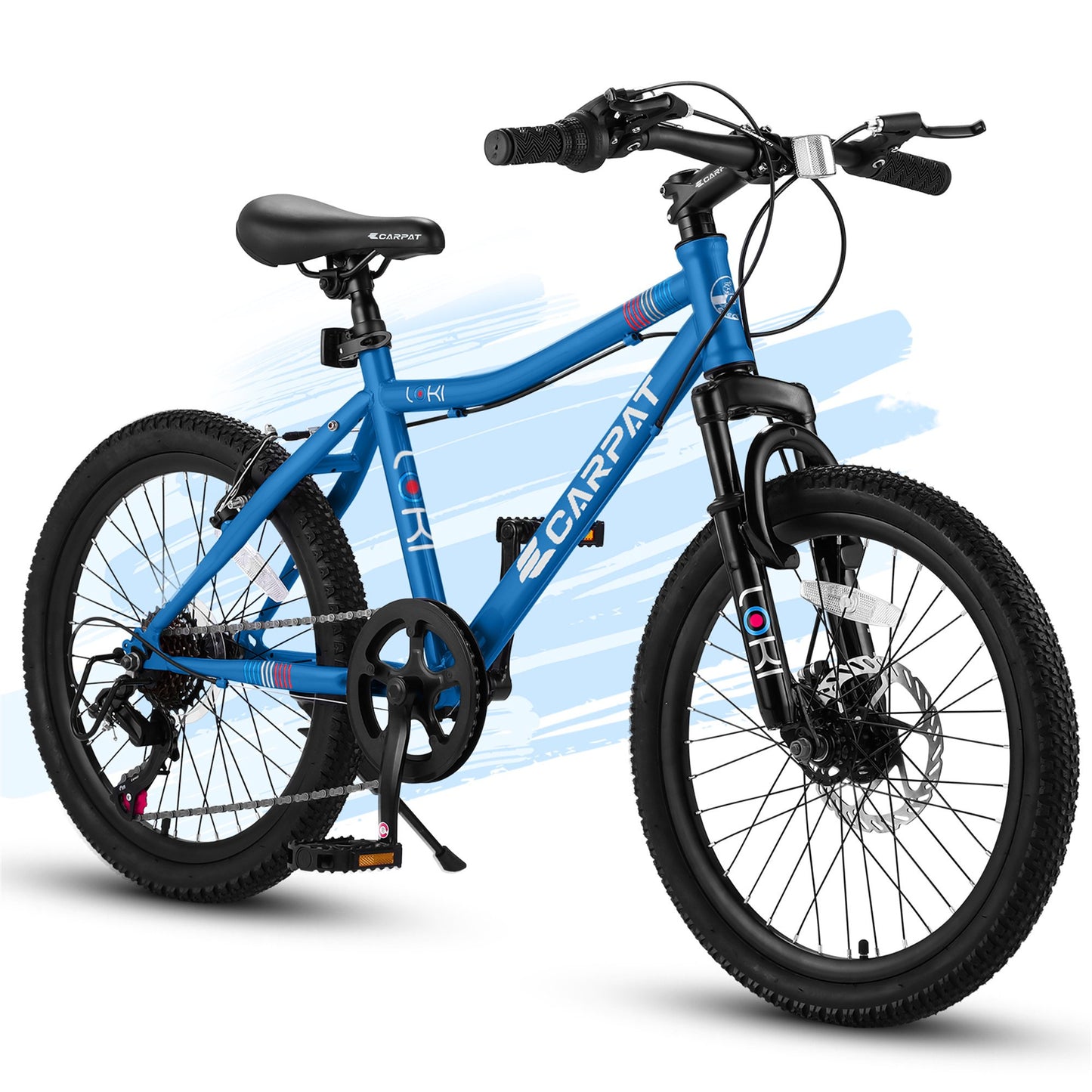 20" Kids' Bicycles, 7 Speed Kids Mountain Bike with Grip Shift, Kids Bikes with Rear Derailleur, Kids Lightweight Bikes with Front Disc Brake, Rear V-brake, Teenager Cycle Bikes for Boys Girls