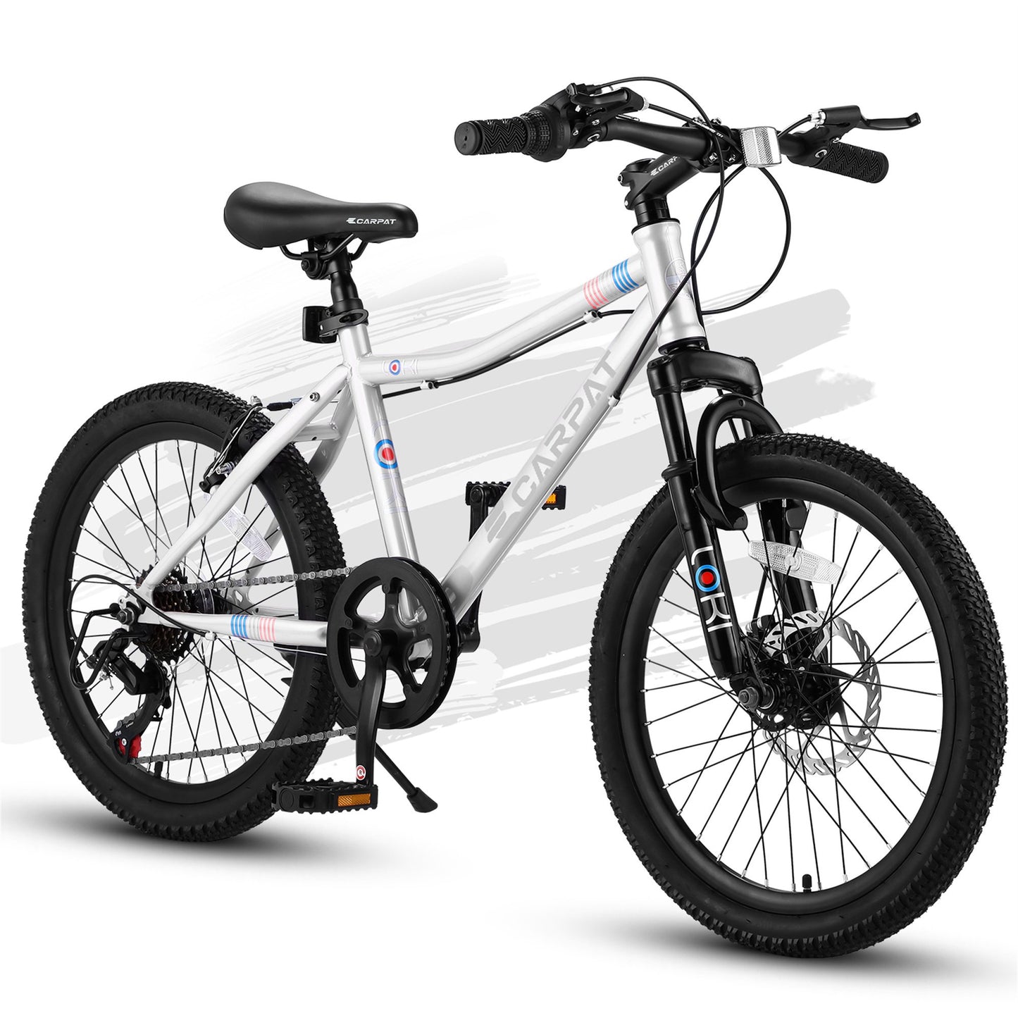 20" Kids' Bicycles, 7 Speed Kids Mountain Bike with Grip Shift, Kids Bikes with Rear Derailleur, Kids Lightweight Bikes with Front Disc Brake, Rear V-brake, Teenager Cycle Bikes for Boys Girls