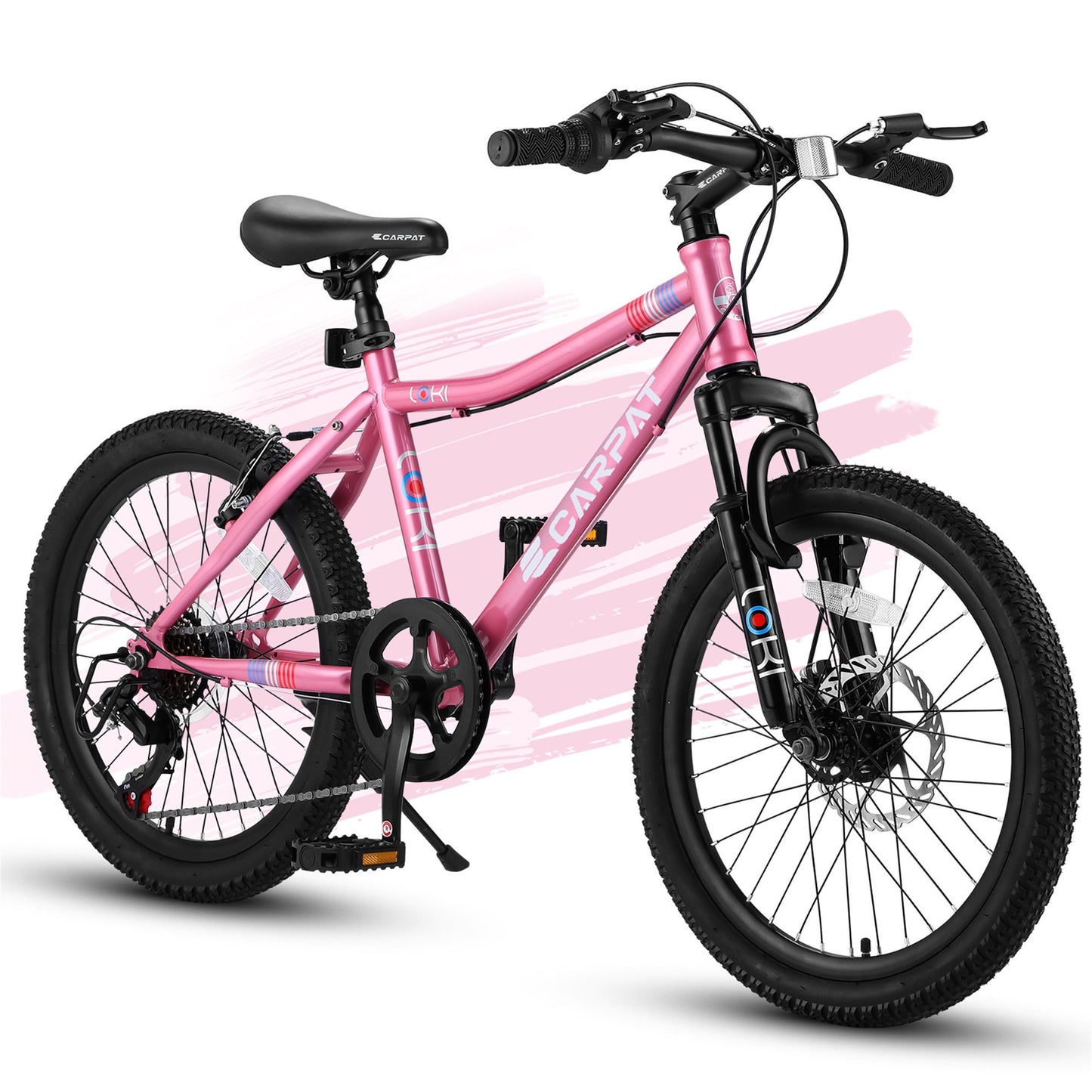 20" Kids' Bicycles, 7 Speed Kids Mountain Bike with Grip Shift, Kids Bikes with Rear Derailleur, Kids Lightweight Bikes with Front Disc Brake, Rear V-brake, Teenager Cycle Bikes for Boys Girls