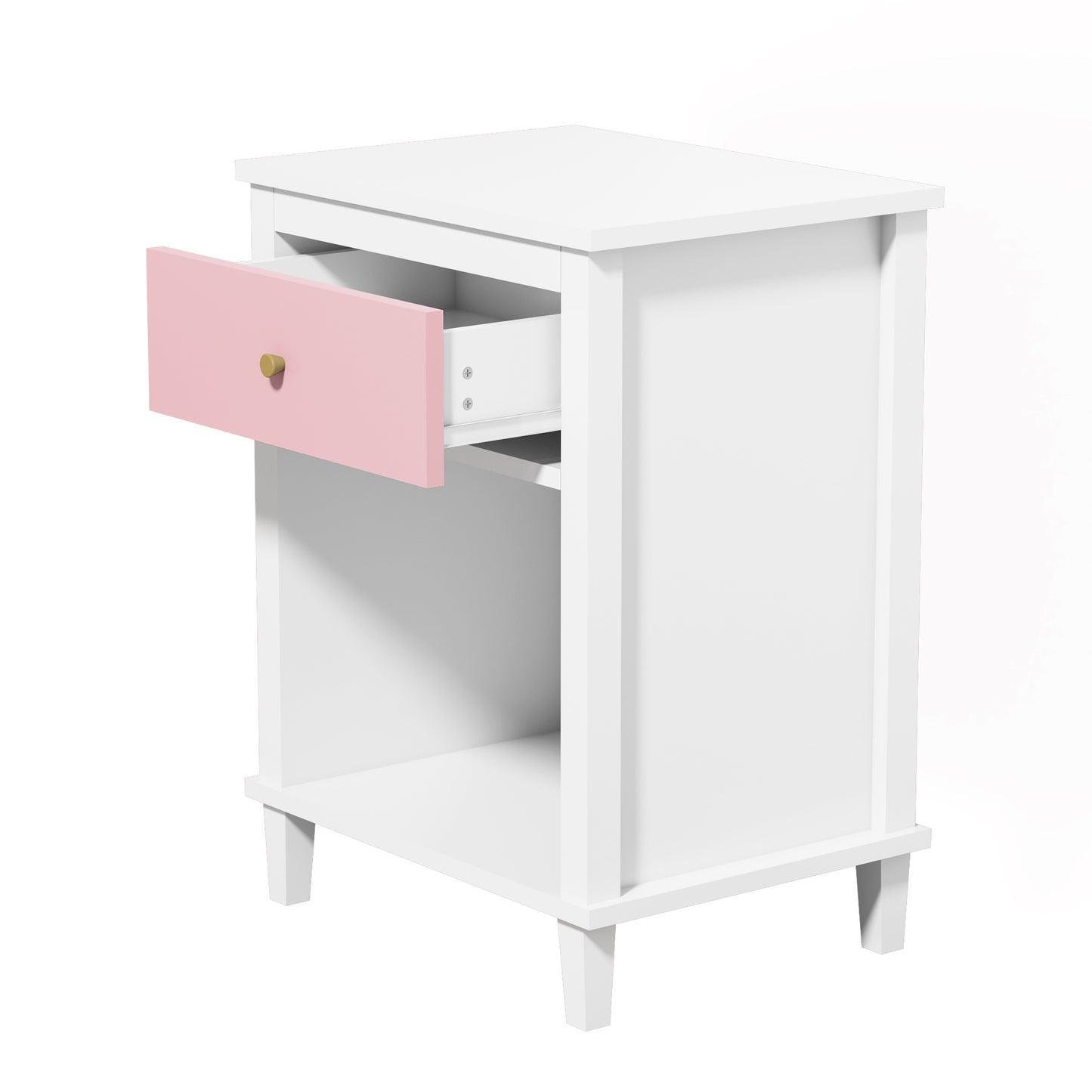 Wooden Nightstand for Bedroom, CASEMIOL Pink Modern End Table for Kids or Adults with Drawer and Shelf Bedside Tables Living Room Furniture