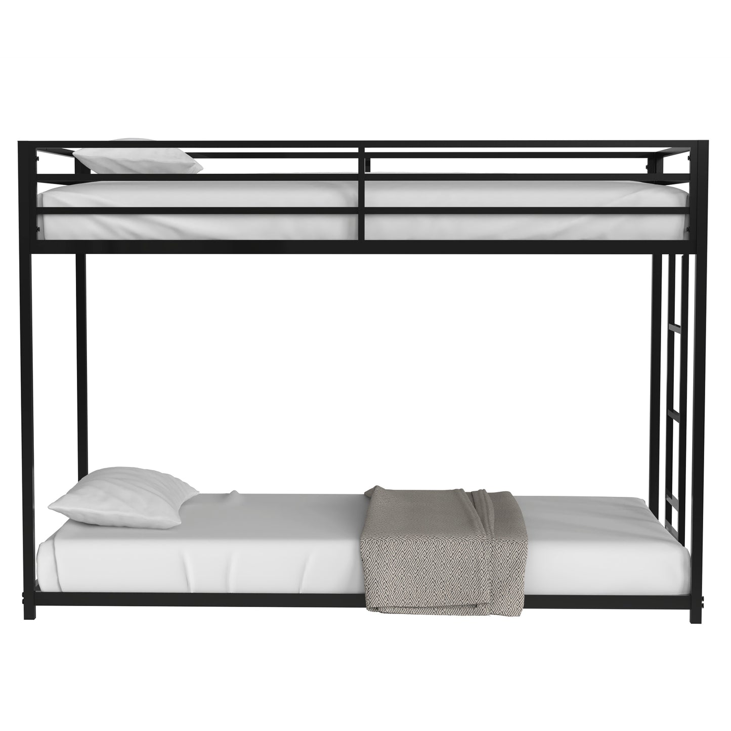 CASEMIOL Bunk Bed Twin Over Full with Removable Ladder & Safety Railing, Metal Bunk Bed for Kids/Adult Bedroom, Noise Free, No Box Spring Needed